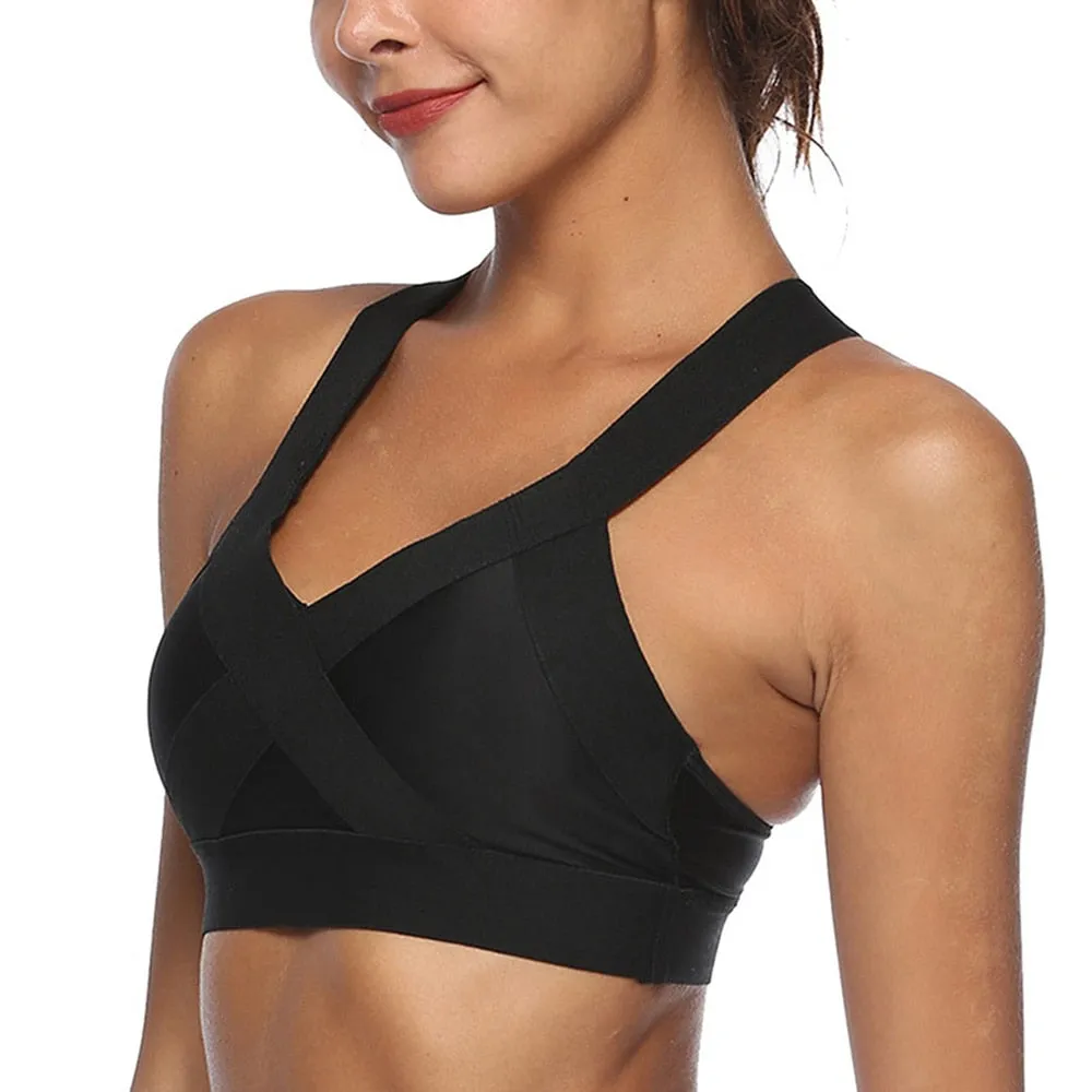 Sexy Mesh Breathable Push Up Nylon Sports Bra For Women