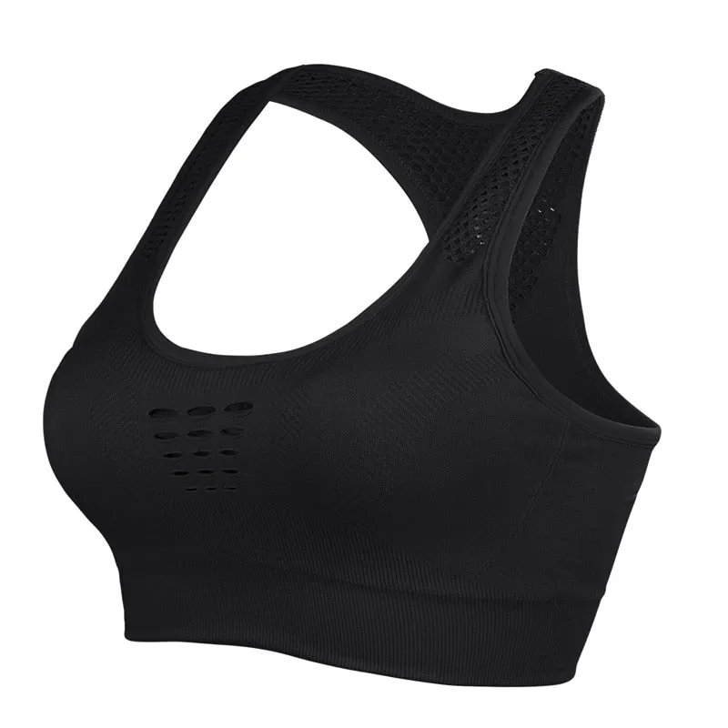Sexy Mesh Breathable Push Up Nylon Sports Bra For Women