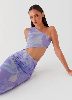Bright Feel Shadows In The Sun Mesh Maxi Dress - Purple Rain