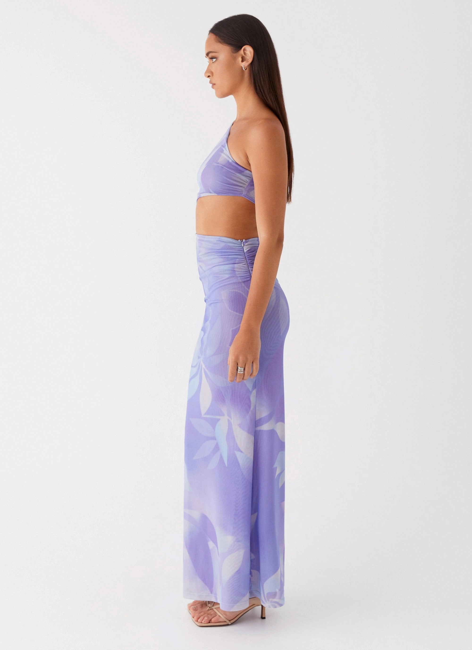 Fit Vibe Vibrant Light Shadows In The Sun Mesh Maxi Dress - Purple Rain