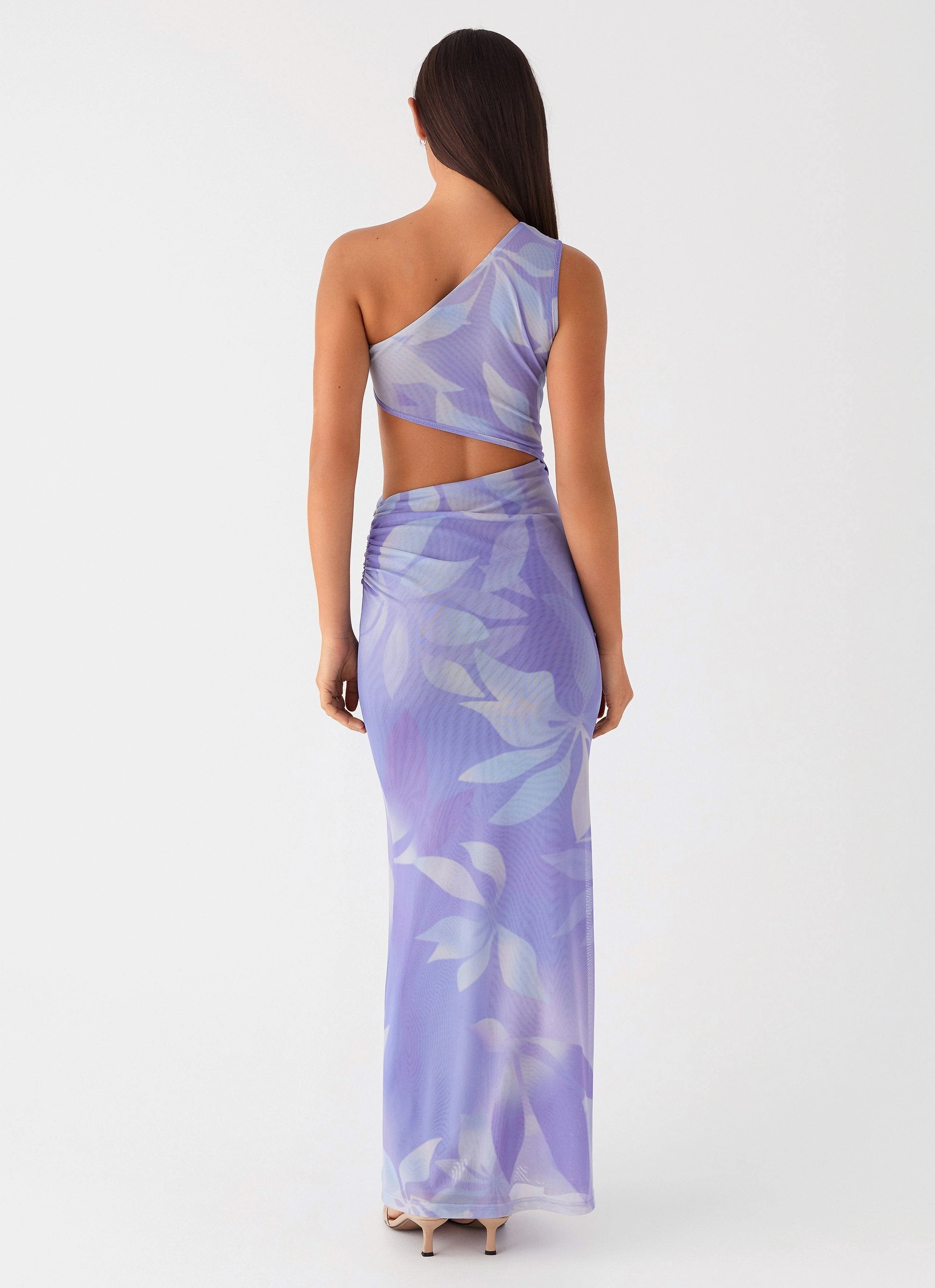 Minimalist-Trend Shadows In The Sun Mesh Maxi Dress - Purple Rain
