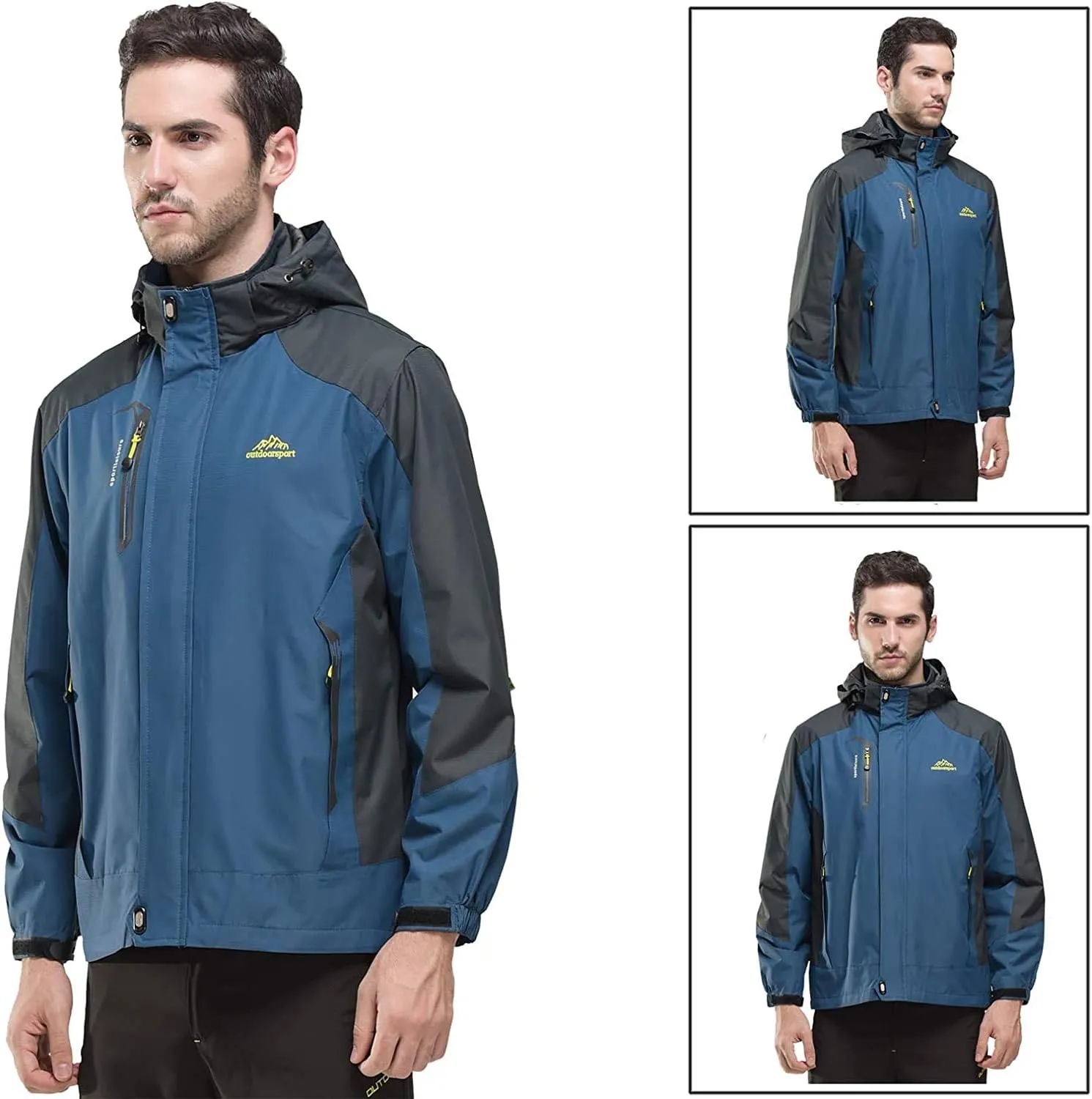 Shanghai Story Men's Windproof Jacket Water-Resistant Lightweight Running Jacket Hooded Raincoat Windbreaker