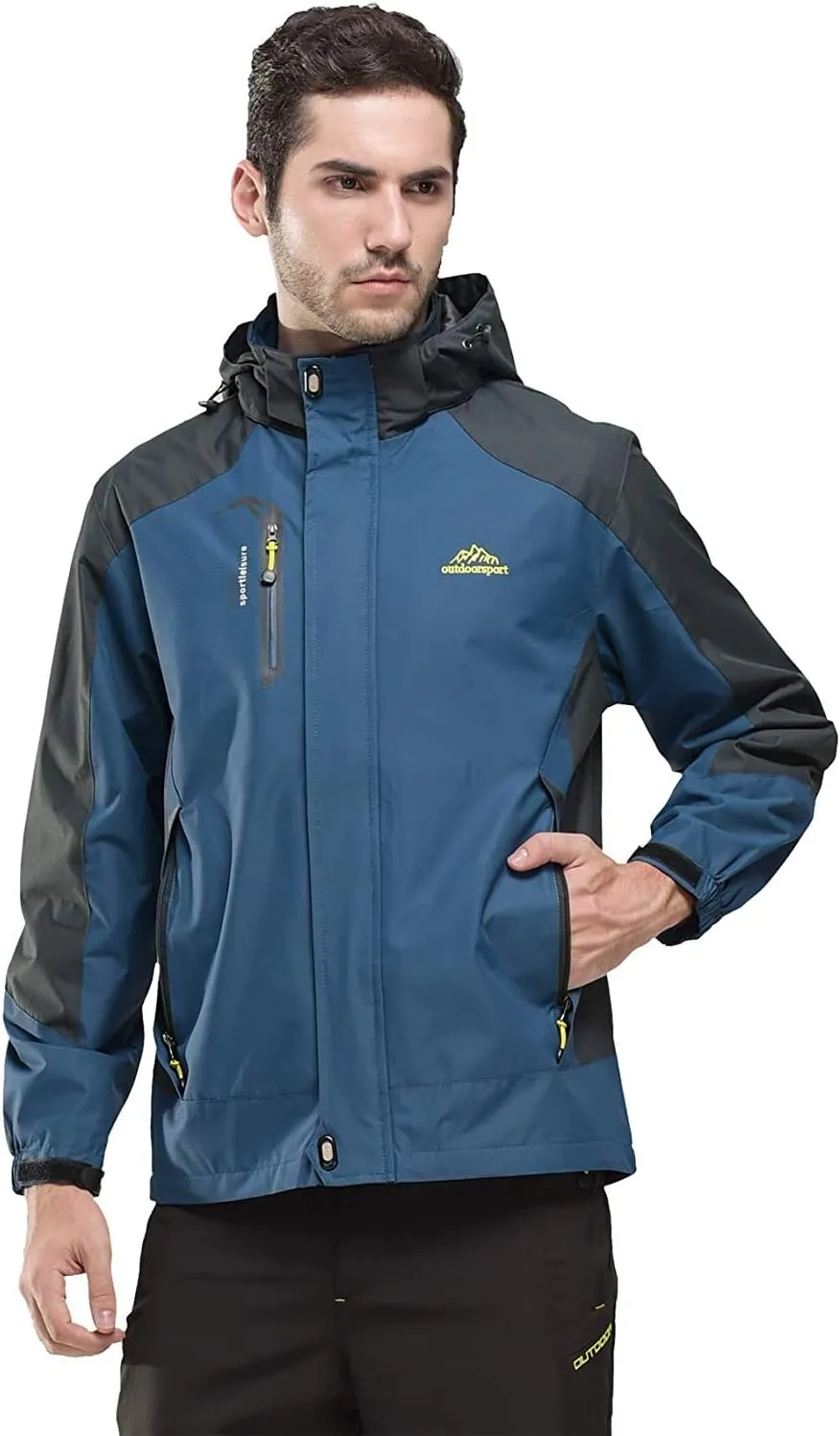 Shanghai Story Men's Windproof Jacket Water-Resistant Lightweight Running Jacket Hooded Raincoat Windbreaker