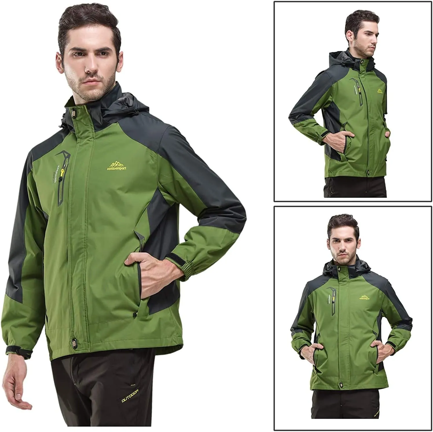 Shanghai Story Men's Windproof Jacket Water-Resistant Lightweight Running Jacket Hooded Raincoat Windbreaker