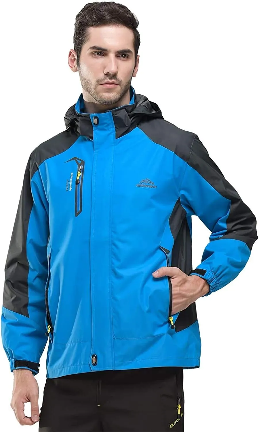 Shanghai Story Men's Windproof Jacket Water-Resistant Lightweight Running Jacket Hooded Raincoat Windbreaker