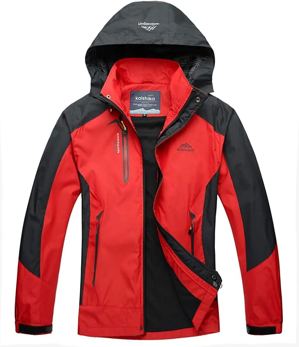 Shanghai Story Men's Windproof Jacket Water-Resistant Lightweight Running Jacket Hooded Raincoat Windbreaker