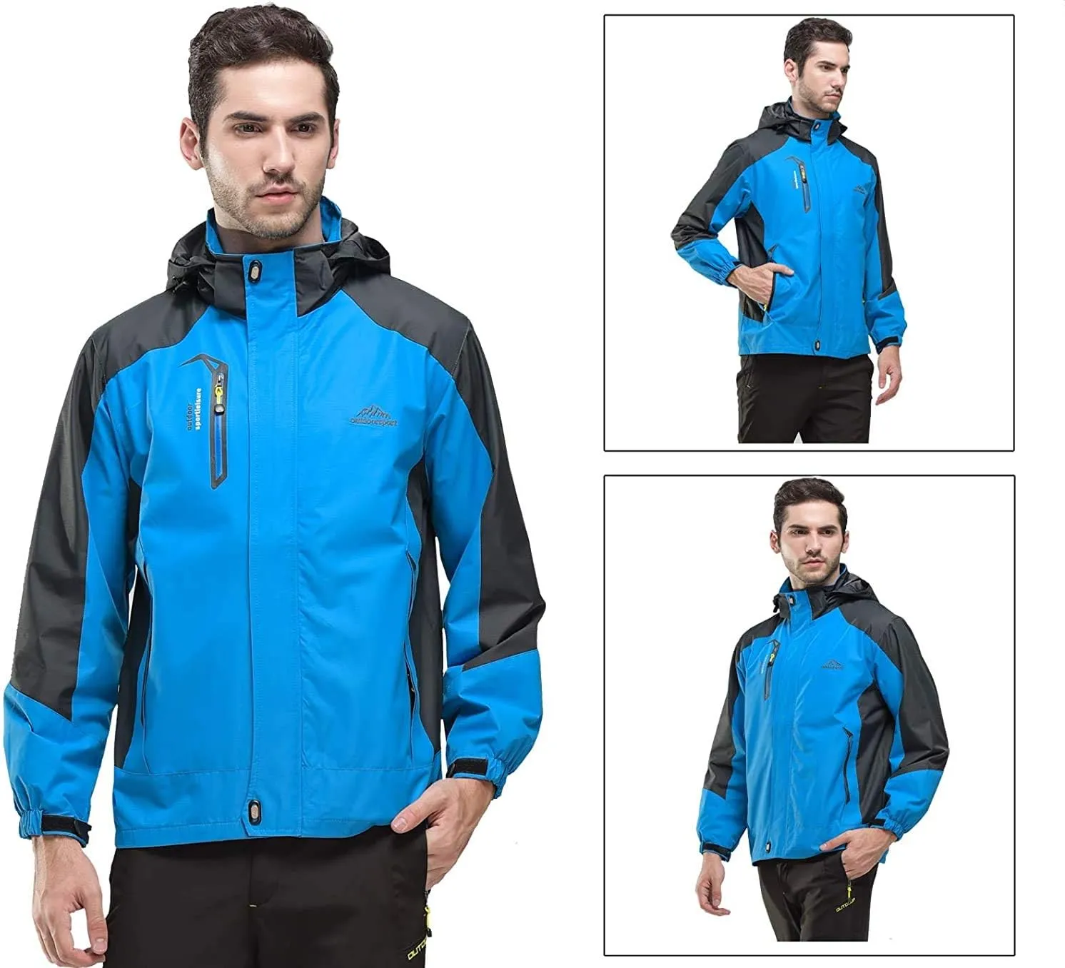 Shanghai Story Men's Windproof Jacket Water-Resistant Lightweight Running Jacket Hooded Raincoat Windbreaker