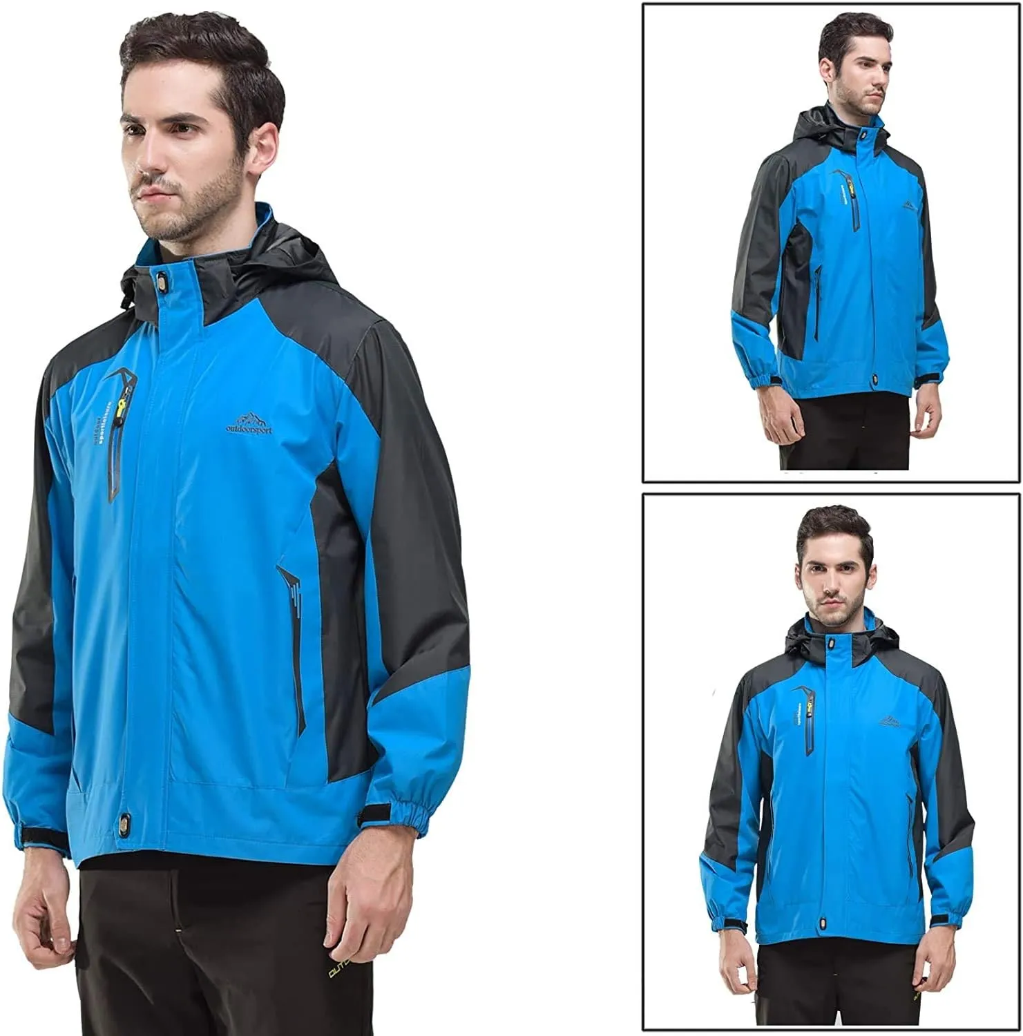 Shanghai Story Men's Windproof Jacket Water-Resistant Lightweight Running Jacket Hooded Raincoat Windbreaker
