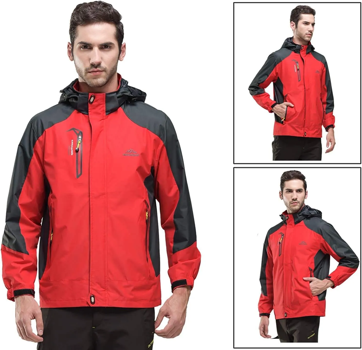 Shanghai Story Men's Windproof Jacket Water-Resistant Lightweight Running Jacket Hooded Raincoat Windbreaker