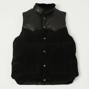 Wind Stop Shangri-La Heritage 'Bivacco' Suede Western Down Vest - Black