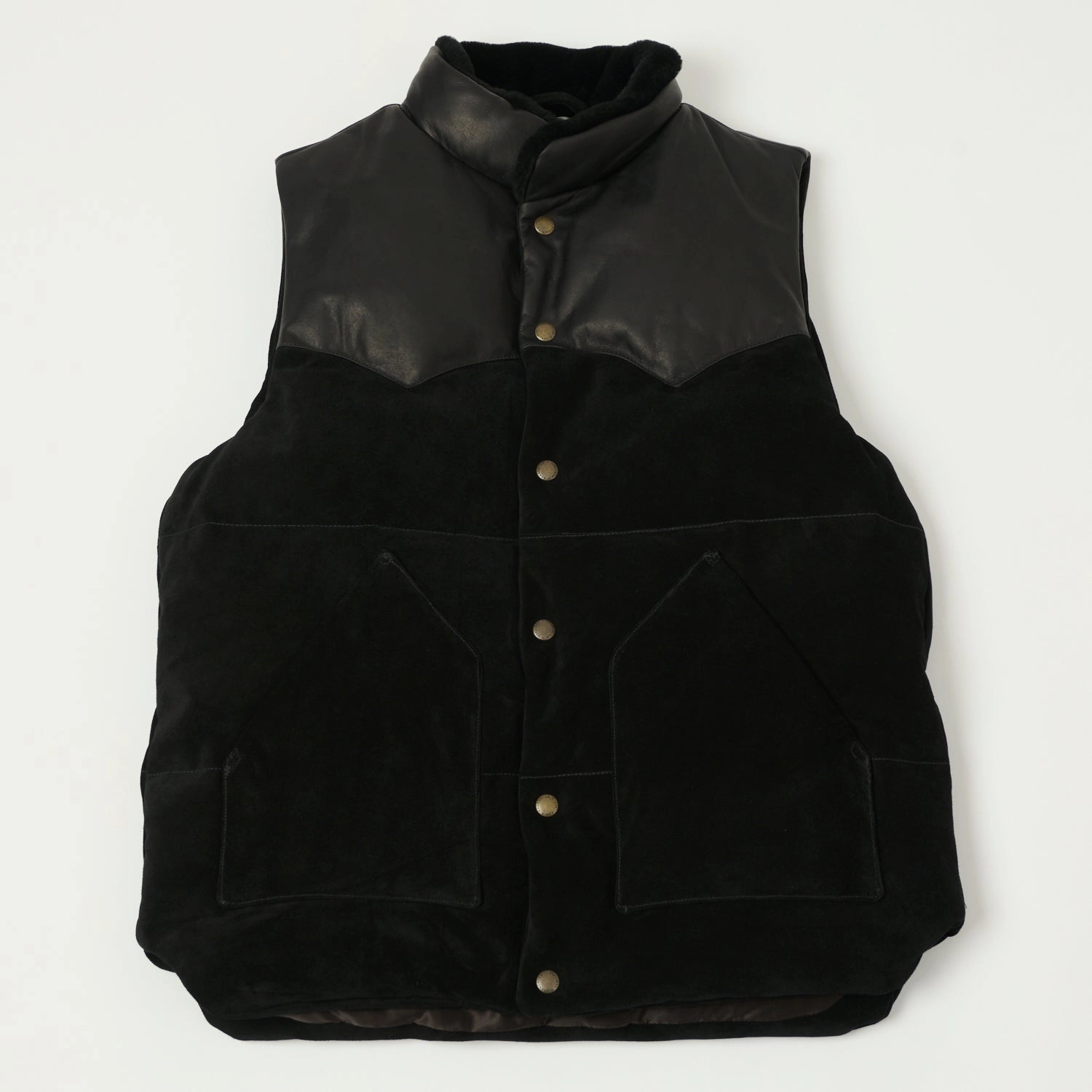 Wind Stop Shangri-La Heritage 'Bivacco' Suede Western Down Vest - Black