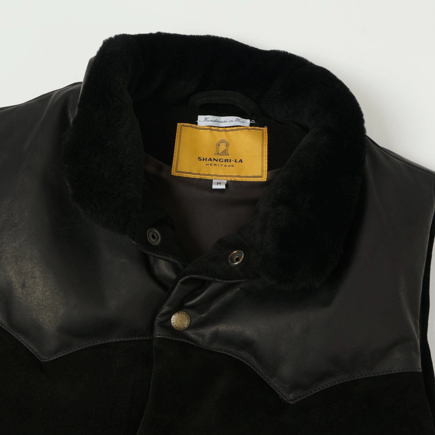 Quick Release Fasteners mesh ventilation Shangri-La Heritage 'Bivacco' Suede Western Down Vest - Black