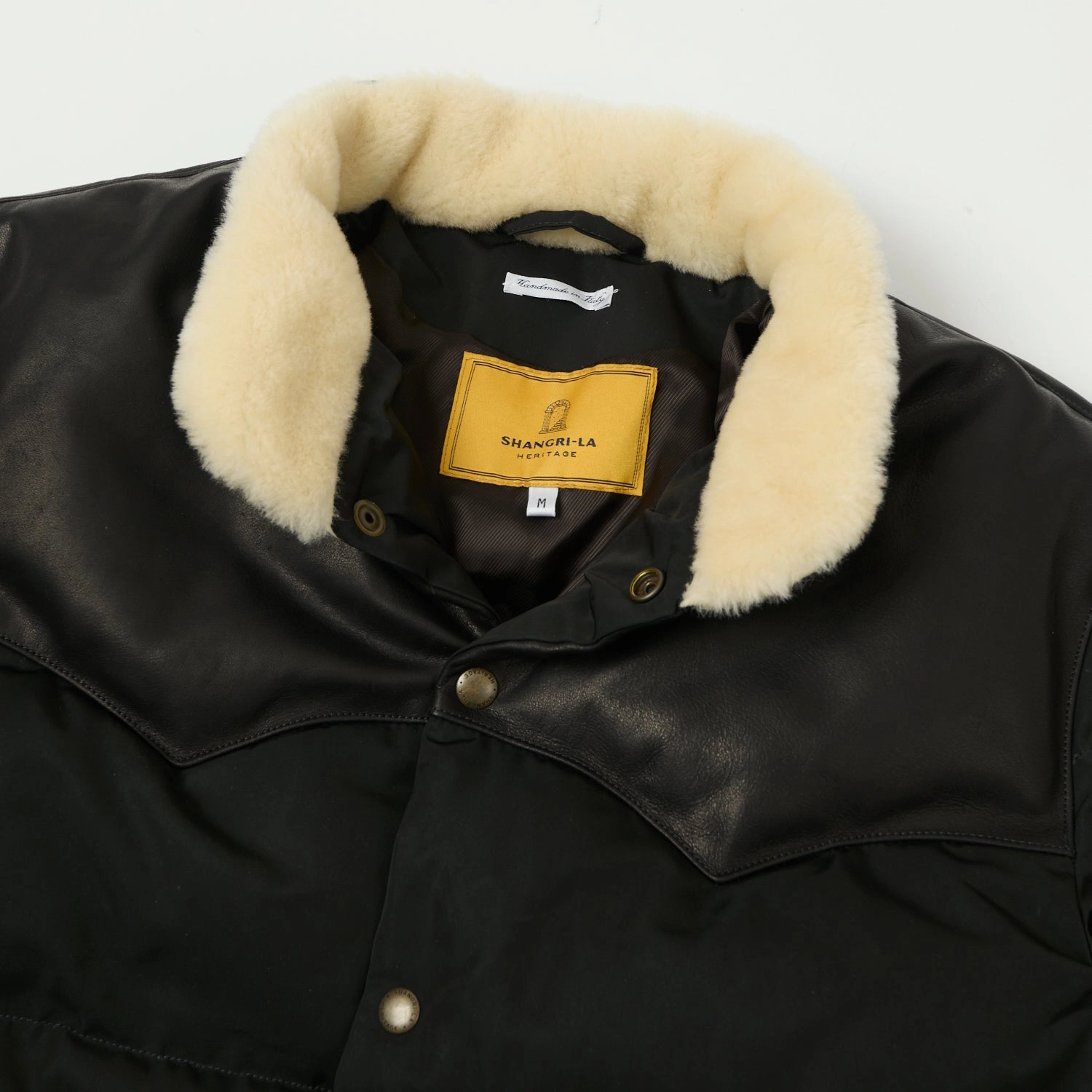 Shangri-La Heritage 'Bivacco' Western Down Jacket - Black Giubbino Fleece Inside Two Way Zipper