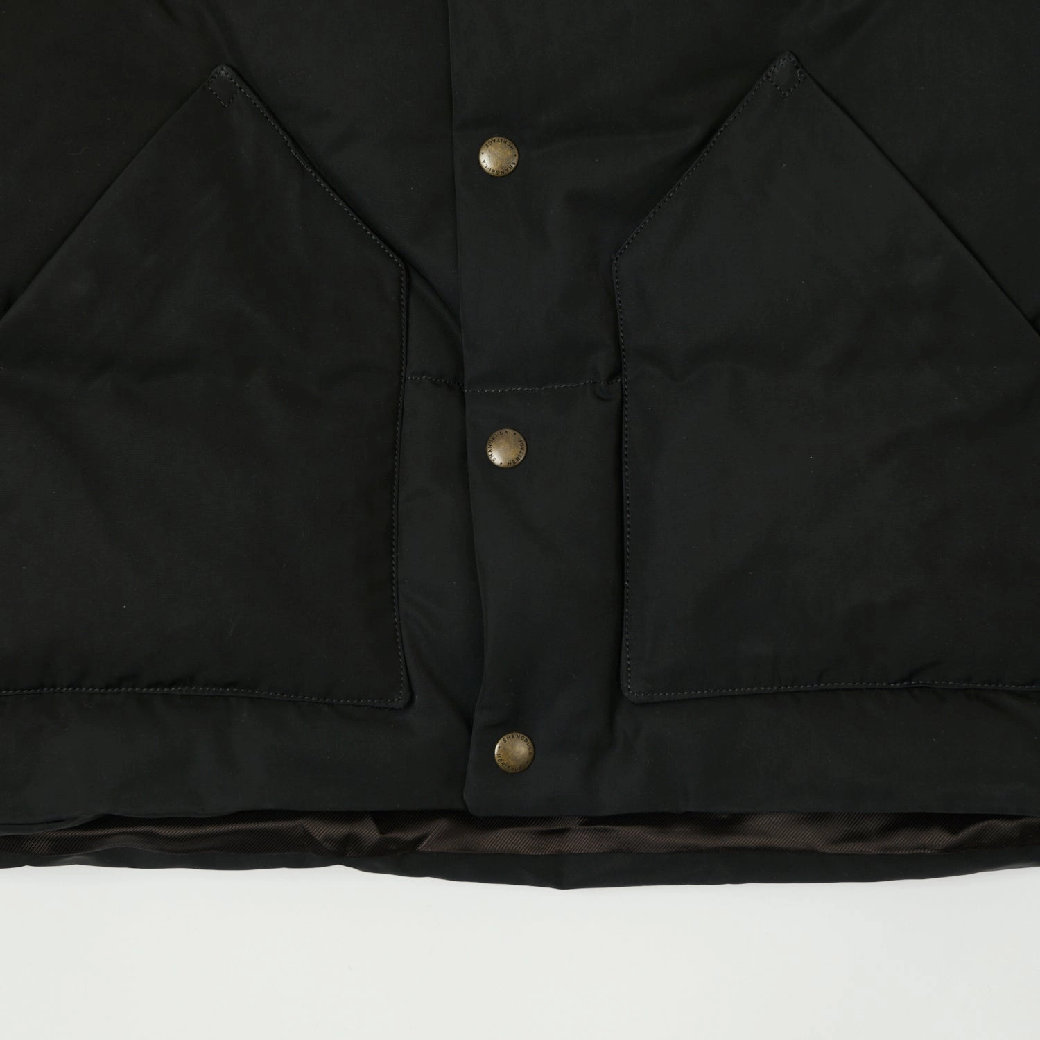 Shangri-La Heritage 'Bivacco' Western Down Jacket - Black Giubbino Bonded Closure Mechanism