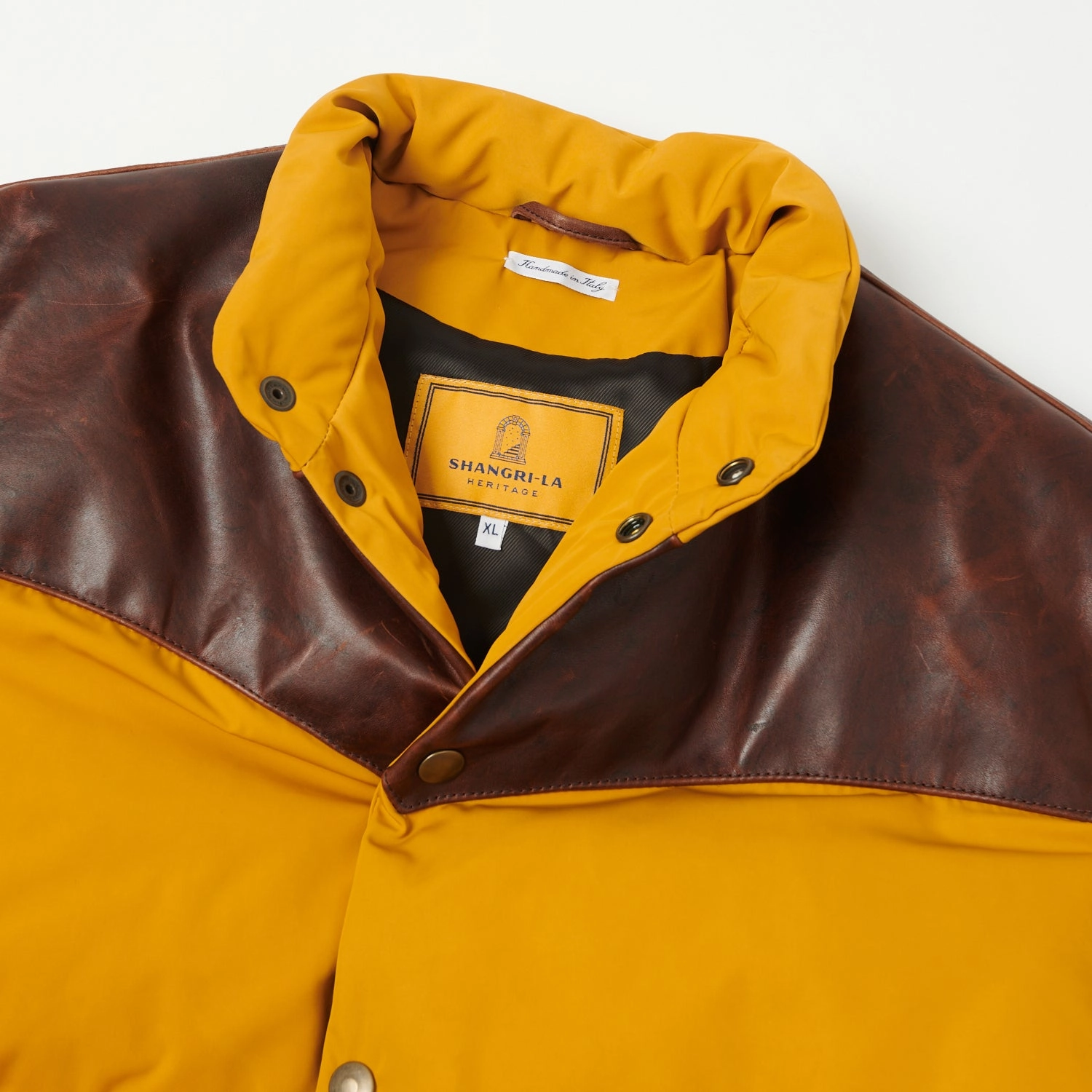 Clean Silhouette SoftshellTexture Shangri-La Heritage 'Bivacco' Western Down Jacket - Yellow