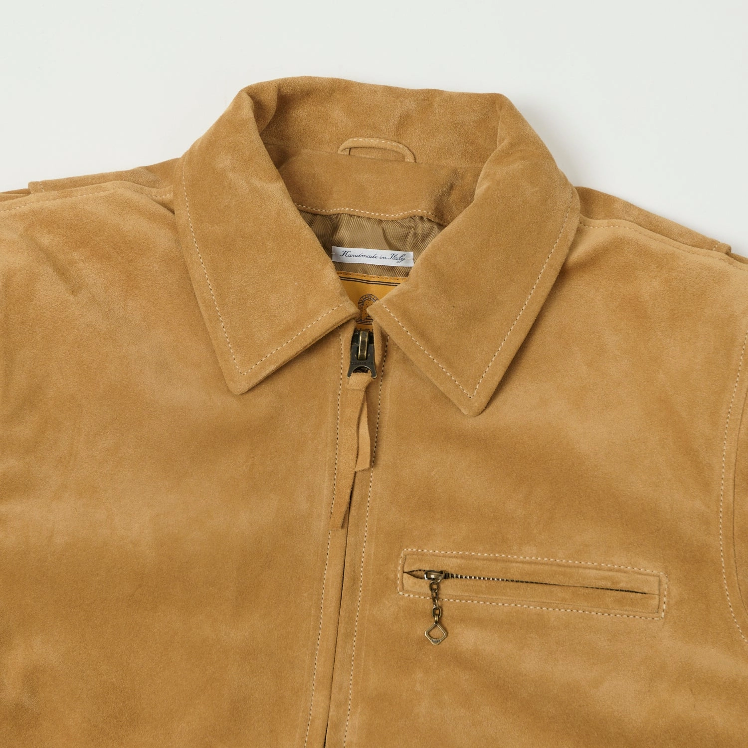Drop Tail Hem Cold Days Shangri-La Heritage 'Varenne' Sabbia Suede Jacket - Tan