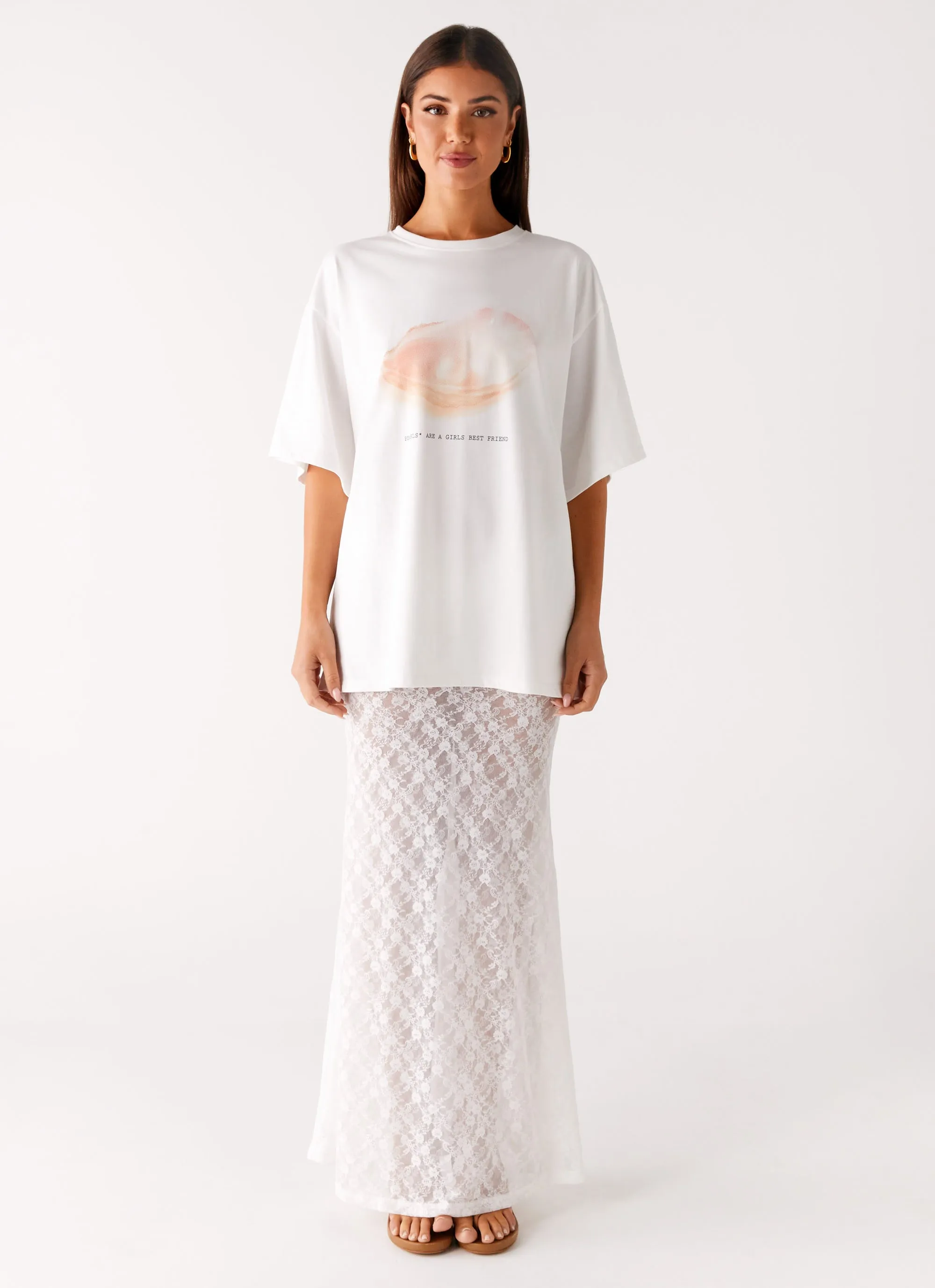 Heritage Inspired Jaz Lace Maxi Skirt - White