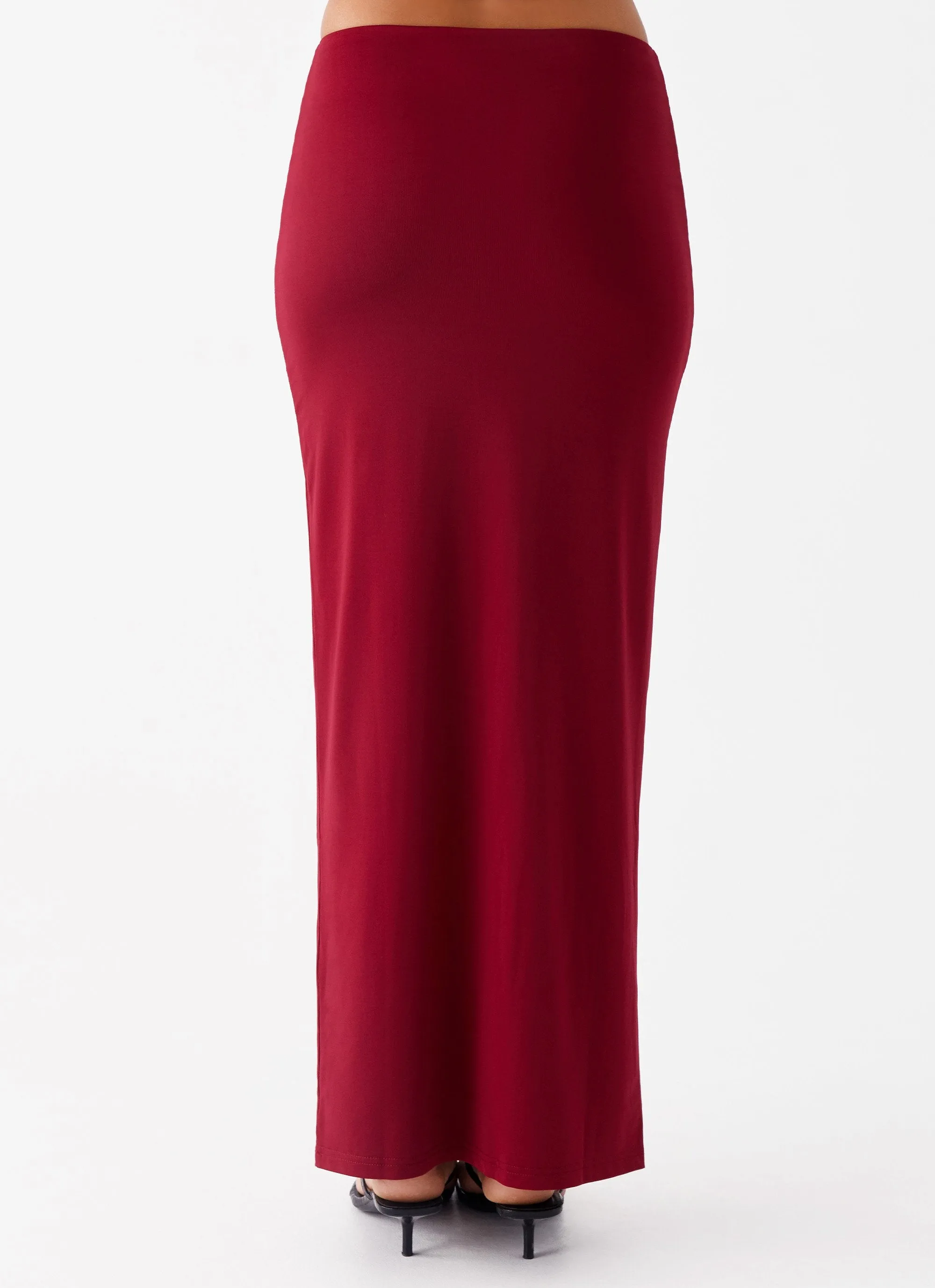 Solace Soul Maxi Skirt - Maroon Chill Mood