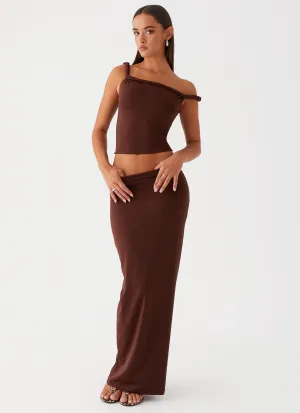 Solace Soul Maxi Skirt - Chocolate Weekend Favorite Tropical theme
