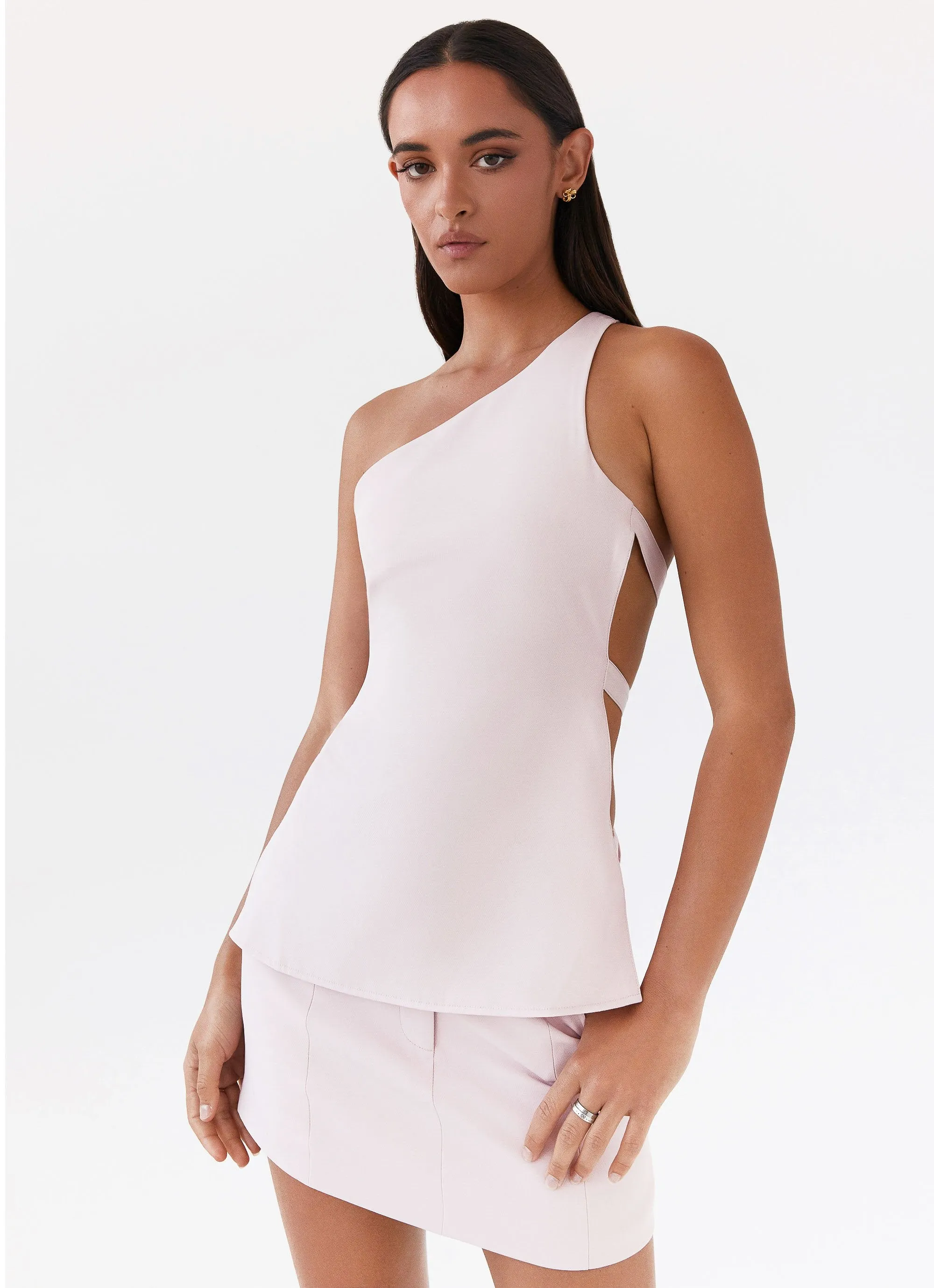 Zeina Suiting Mini Skirt - Pink Metallic Finish