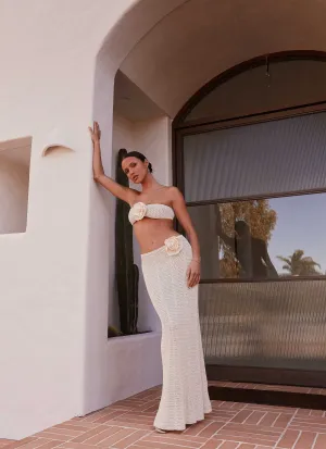 Kelcie Rose Crochet Maxi Skirt - Ivory Clean Finish