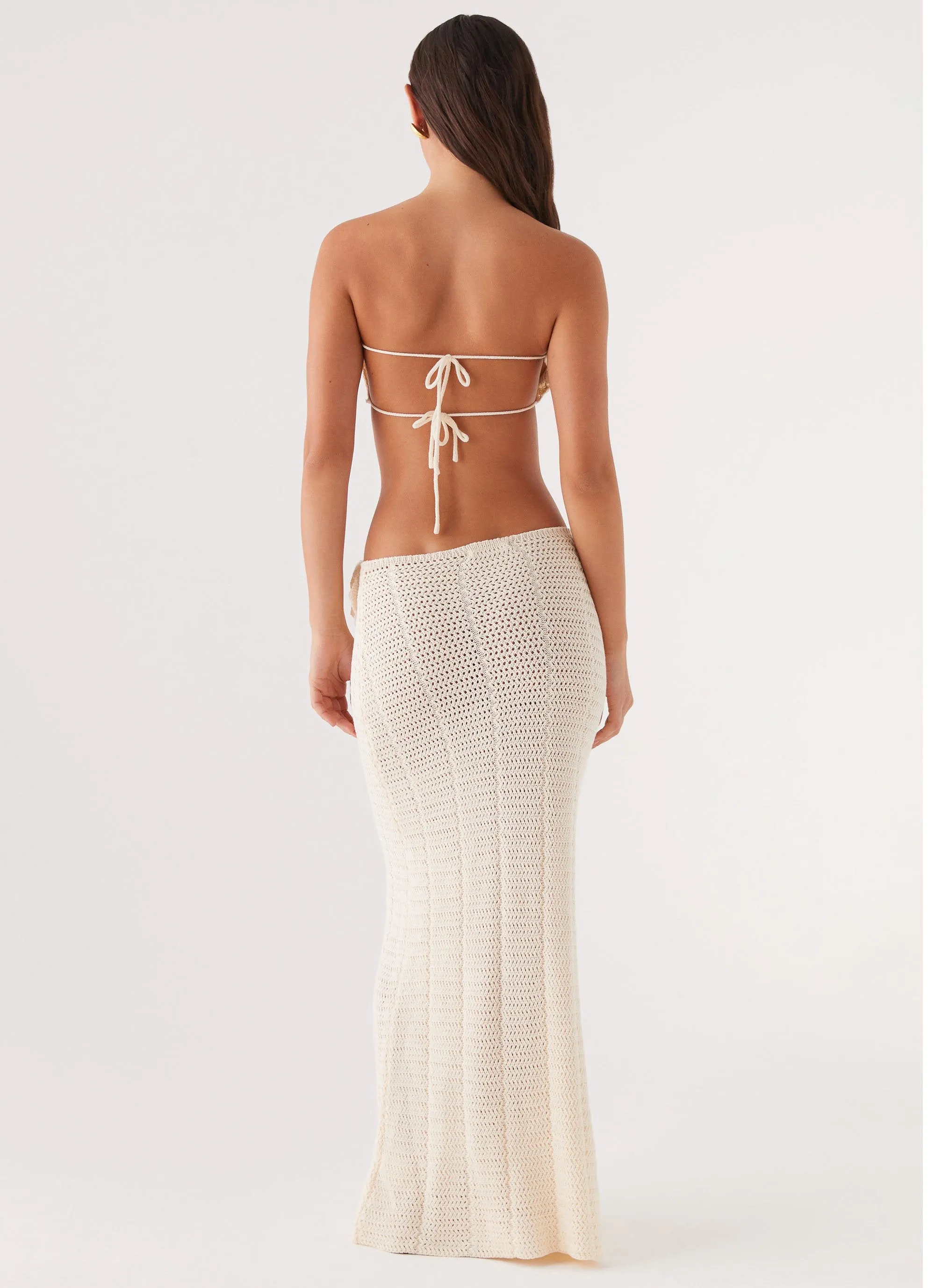 Seasonal special Daily Essential Kelcie Rose Crochet Maxi Skirt - Ivory