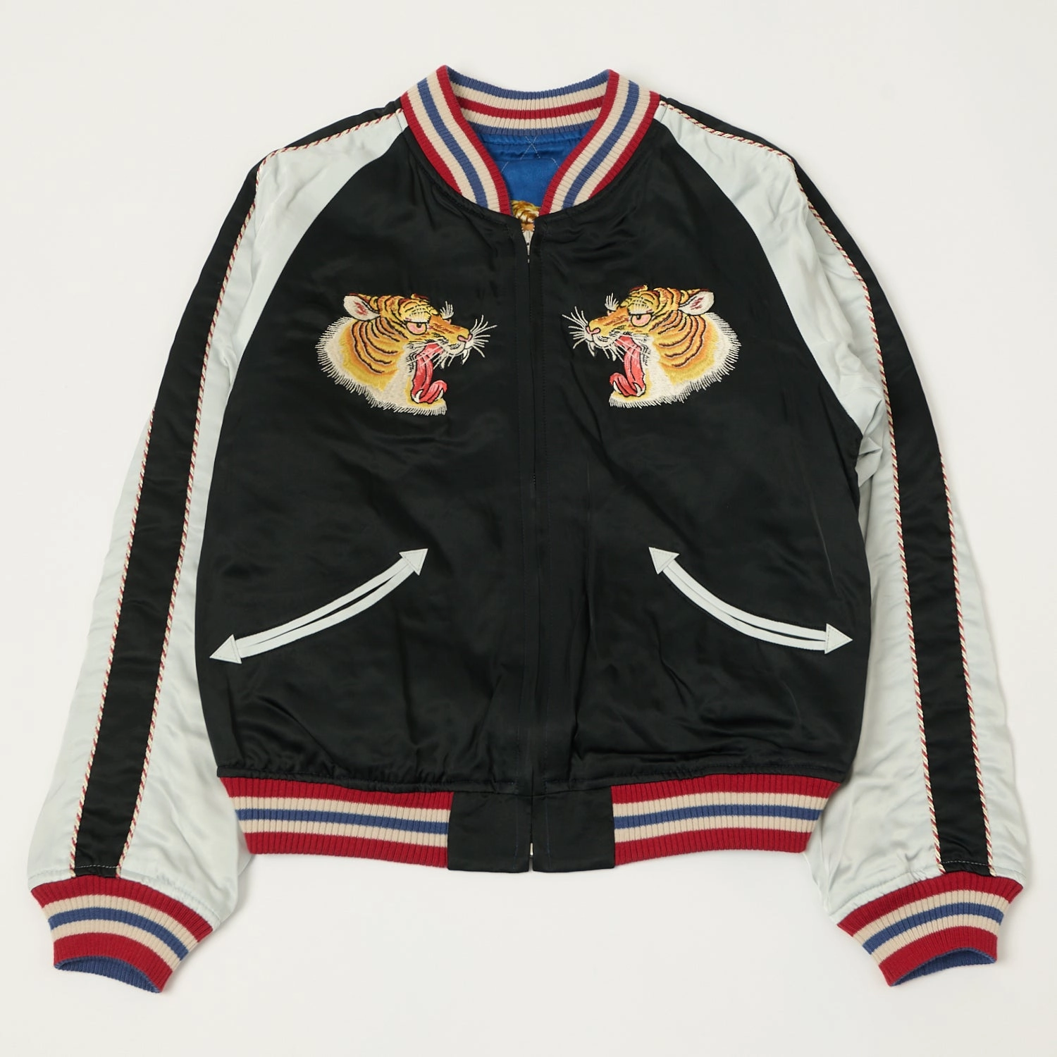 TOYS McCOY Marilyn Monroe Reversible 'Sukajan' Souvenir Jacket - Blue/Black Non Restrictive Cut DoubleLayeredHem