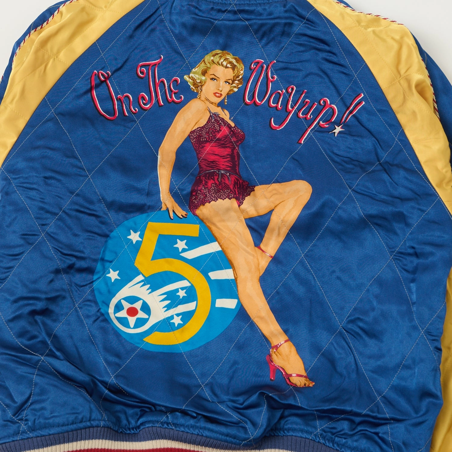 TOYS McCOY Marilyn Monroe Reversible 'Sukajan' Souvenir Jacket - Blue/Black Casual Street Style QuiltedPattern