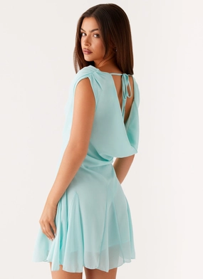 Shayla Mini Dress - Turquoise Lightweight Material Soft Hue