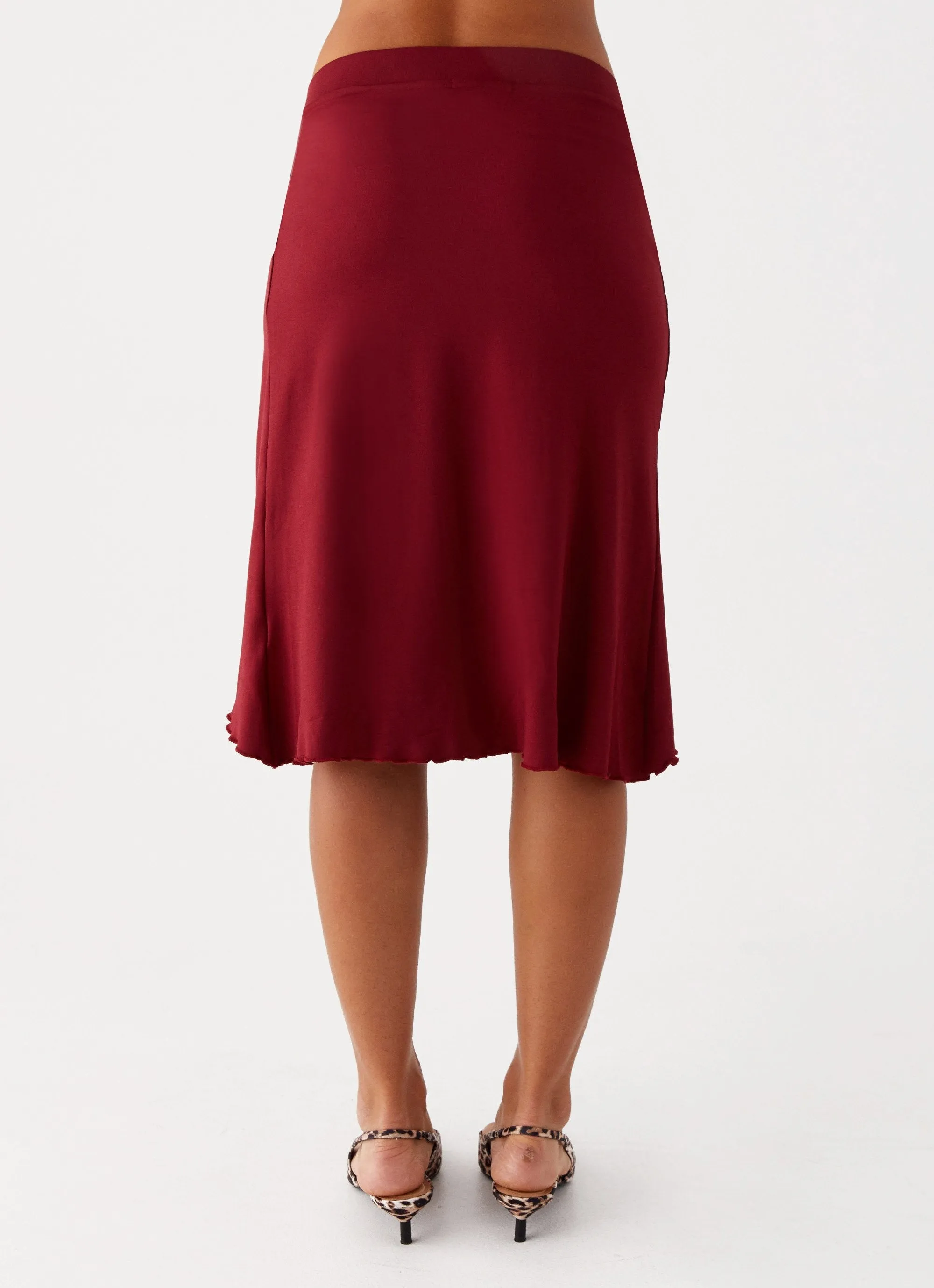 Shes A Lady Midi Skirt - Red Ultra Comfort