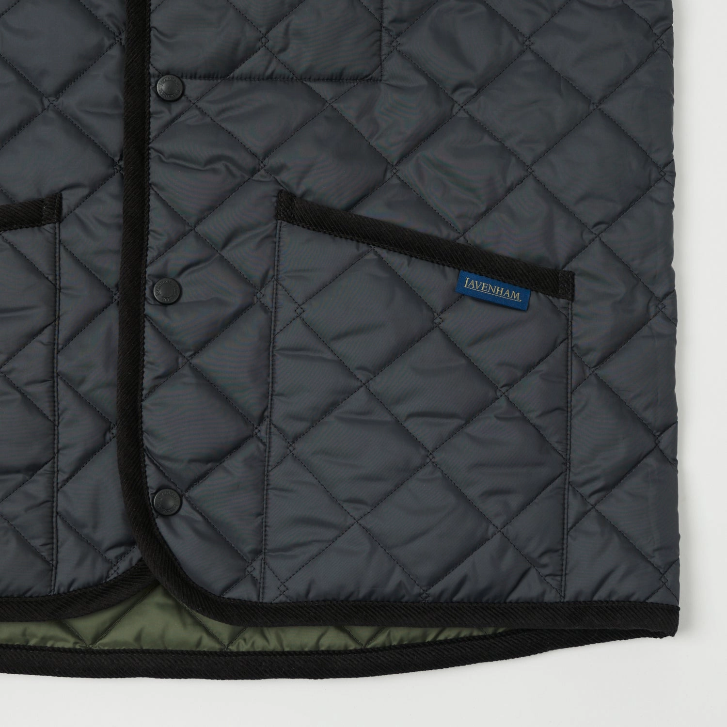 Lavenham Thornham Quilted Gilet - Lamp Black/Olive Green Water Resistant Coat HeatRetentionTechnology