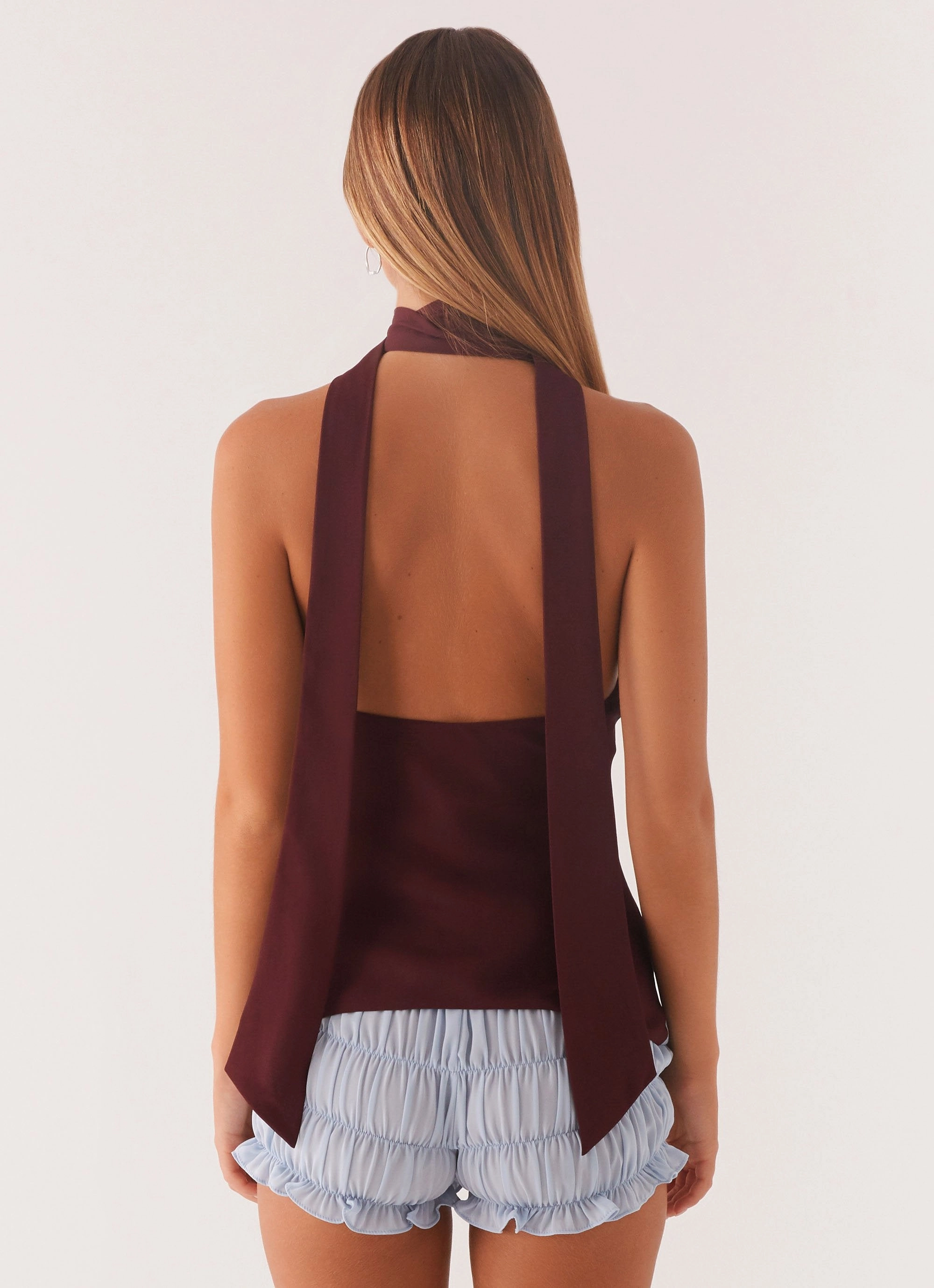 Catarina Halter Top - Maroon Print Durable Blend