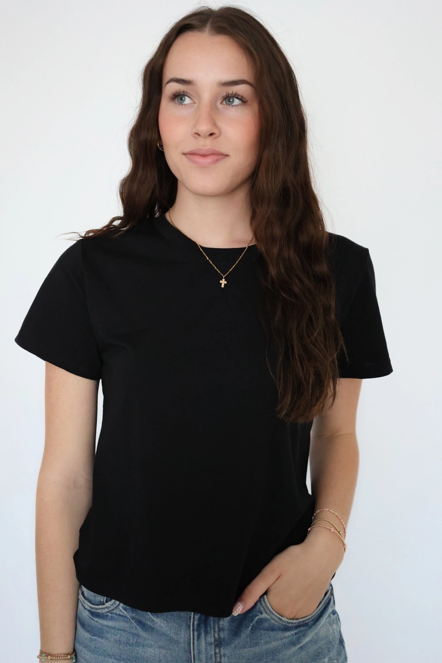 AllDay Comfort Tech Adjustable Cuffs Shyama Crew Neck Tee