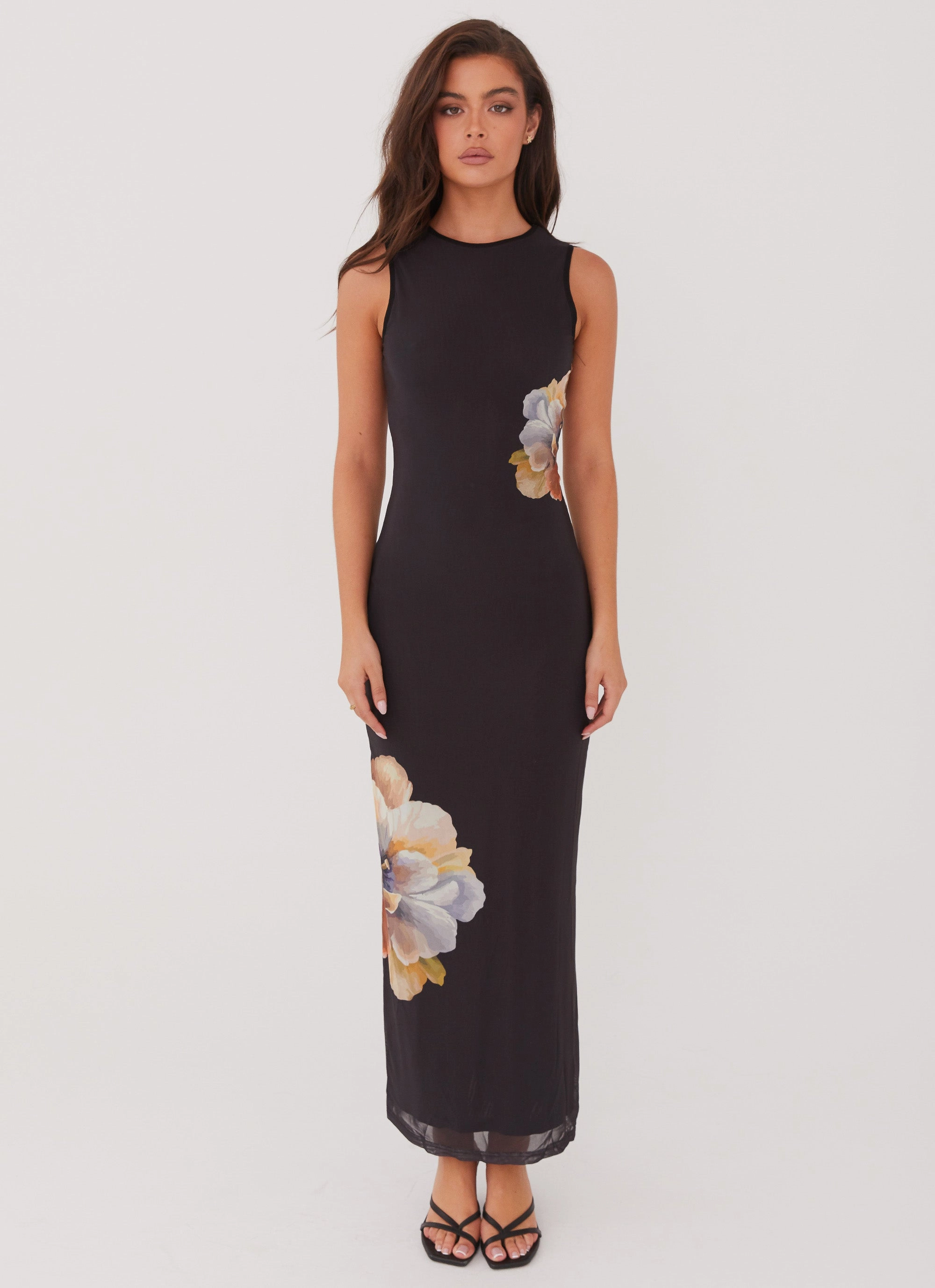 Side Effects Mesh Maxi Dress - Black Orchid Day Romance Summer Fashion