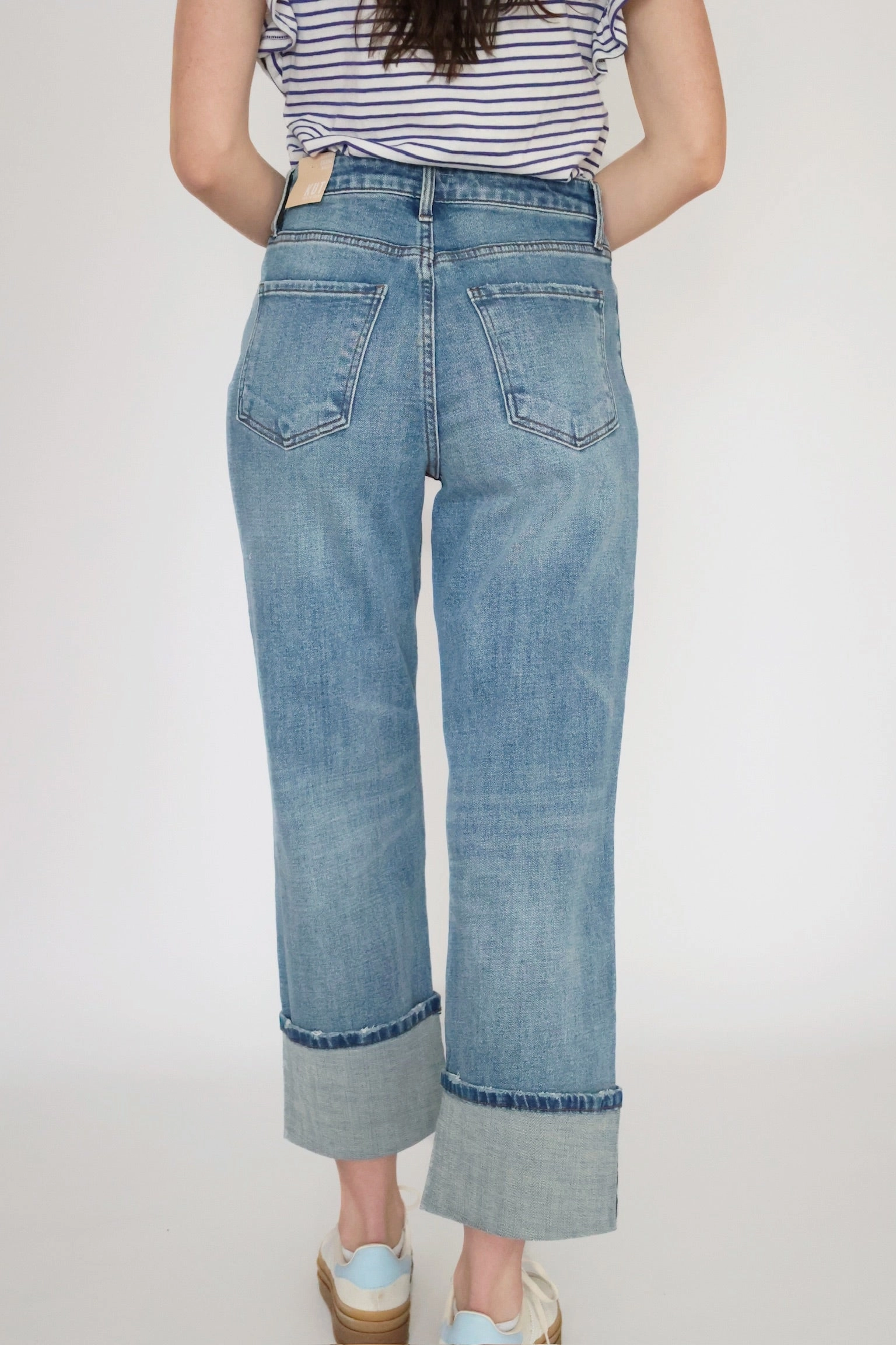Sienna High Rise Wide Leg Jean - Cuddle Two Tone Weave High Neck Design