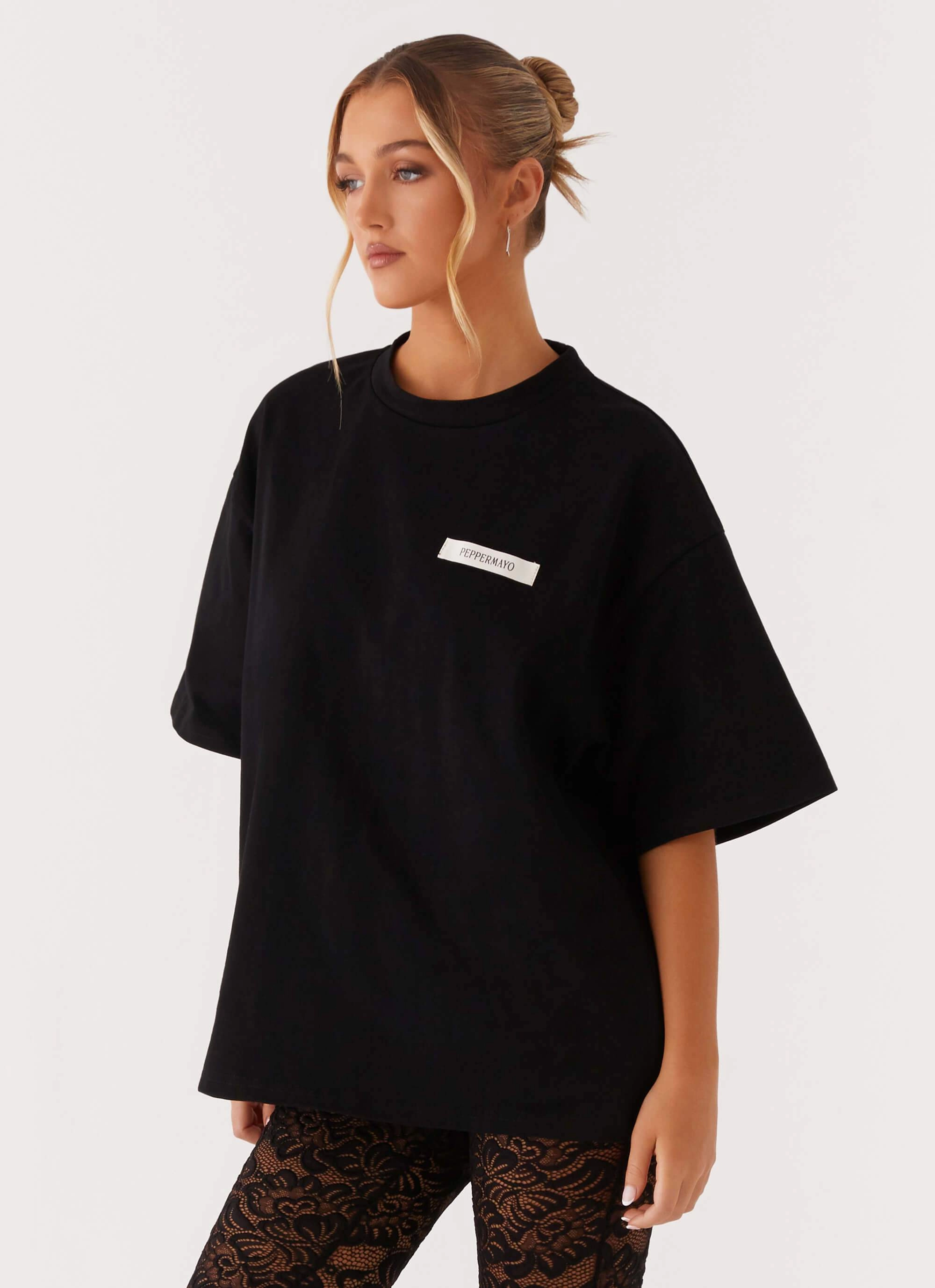 Cozy Touch Performance Stretch Signature Oversized Tee - Black