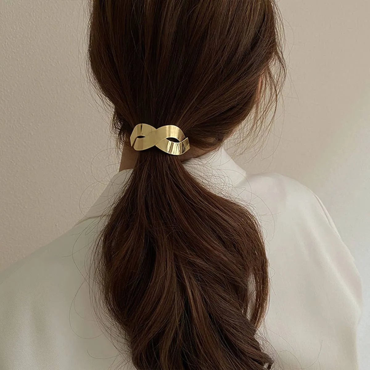 Simple Brushed Hair Scrunchie - Hammered Square