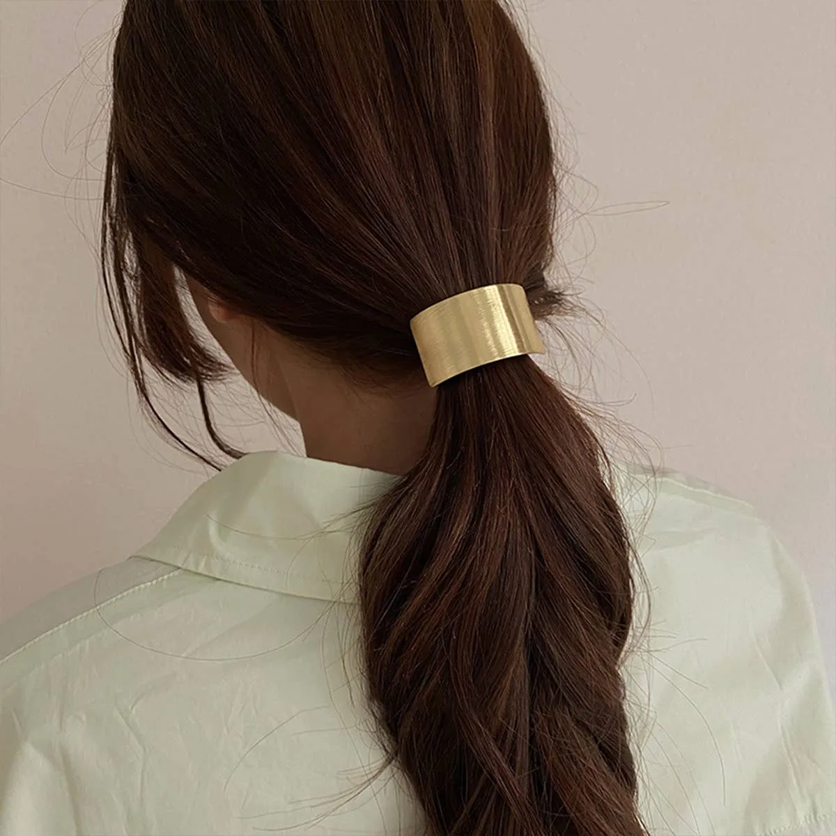 Simple Brushed Hair Scrunchie - Hammered Square