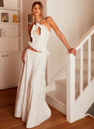 Creative Look Wrap style Mariella Linen Maxi Skirt - White