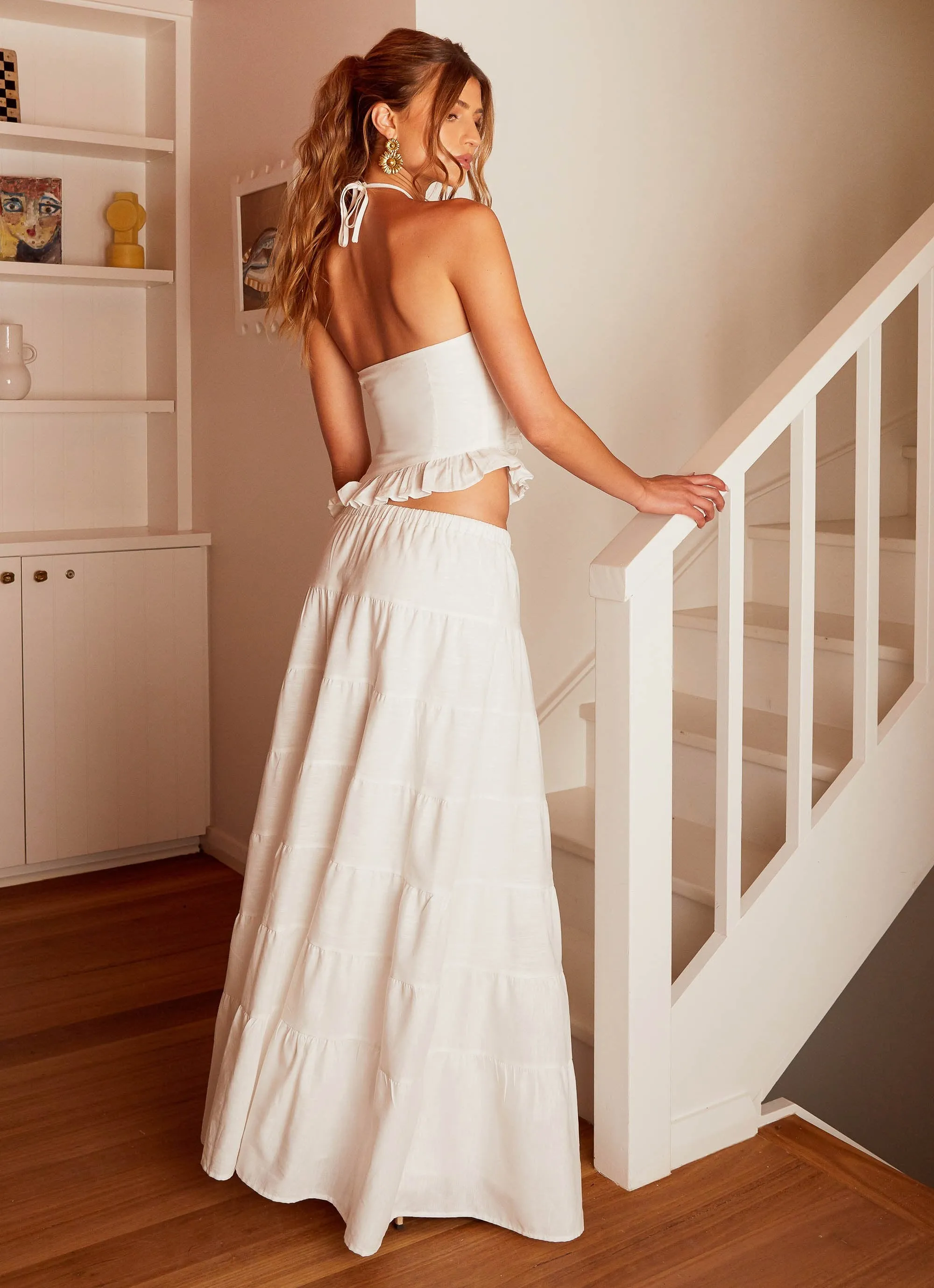 Lightweight Material Mariella Linen Maxi Skirt - White