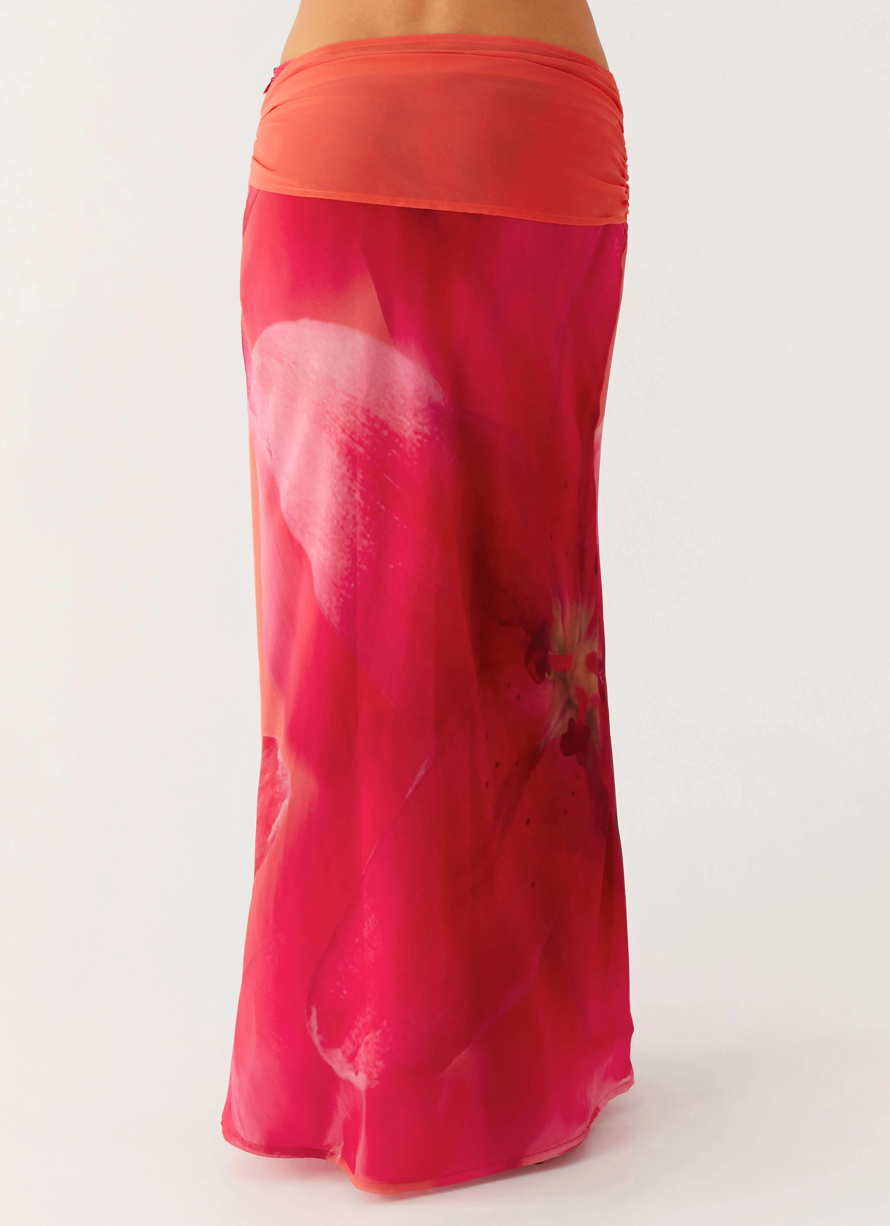 Raya Maxi Skirt - Peach Watermelon Flower Chafe Resistant Breezy Outfit