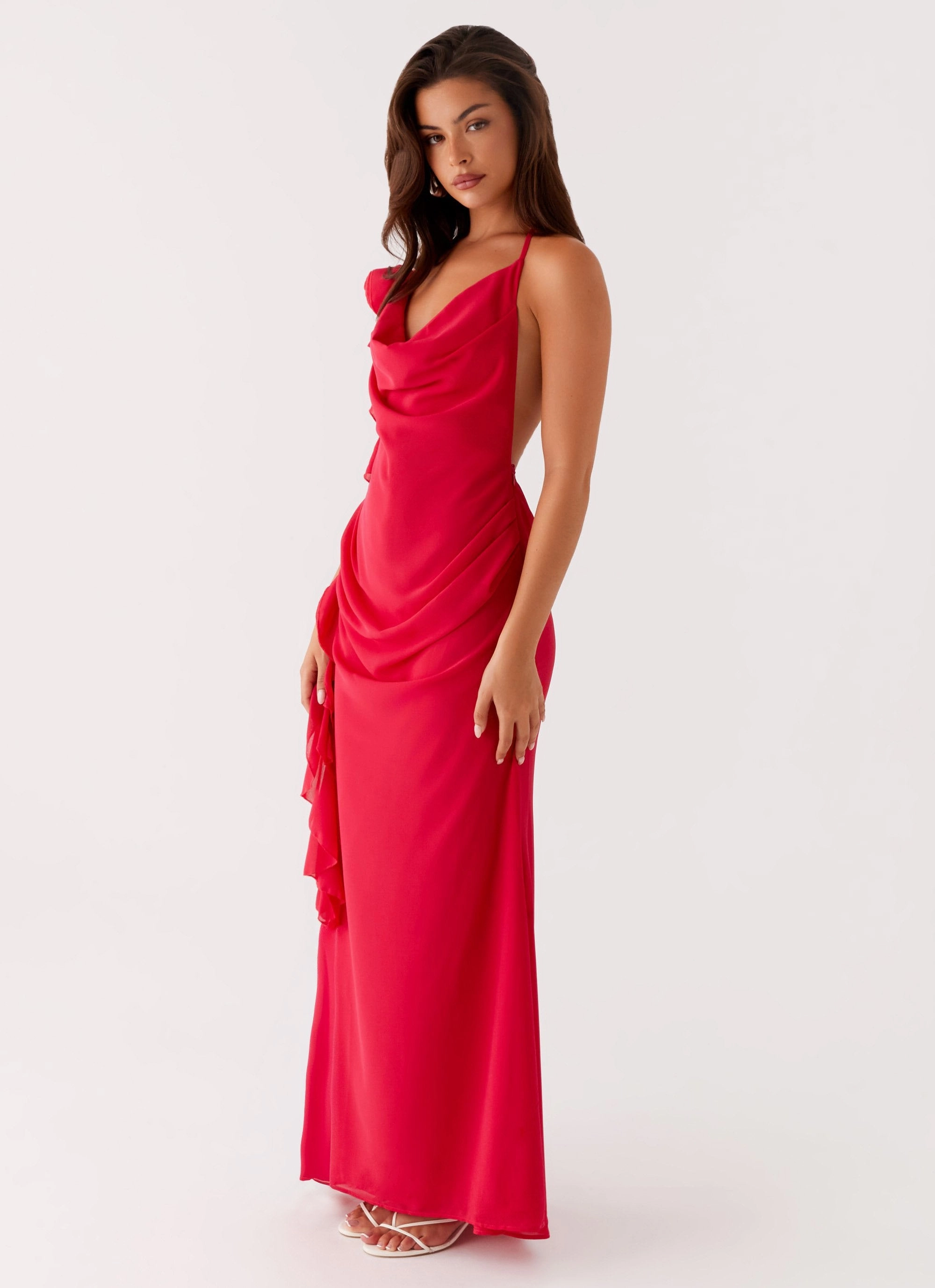 Luxury-Fabric All Fitwear Diedre Rose Strappy Maxi Dress - Raspberry