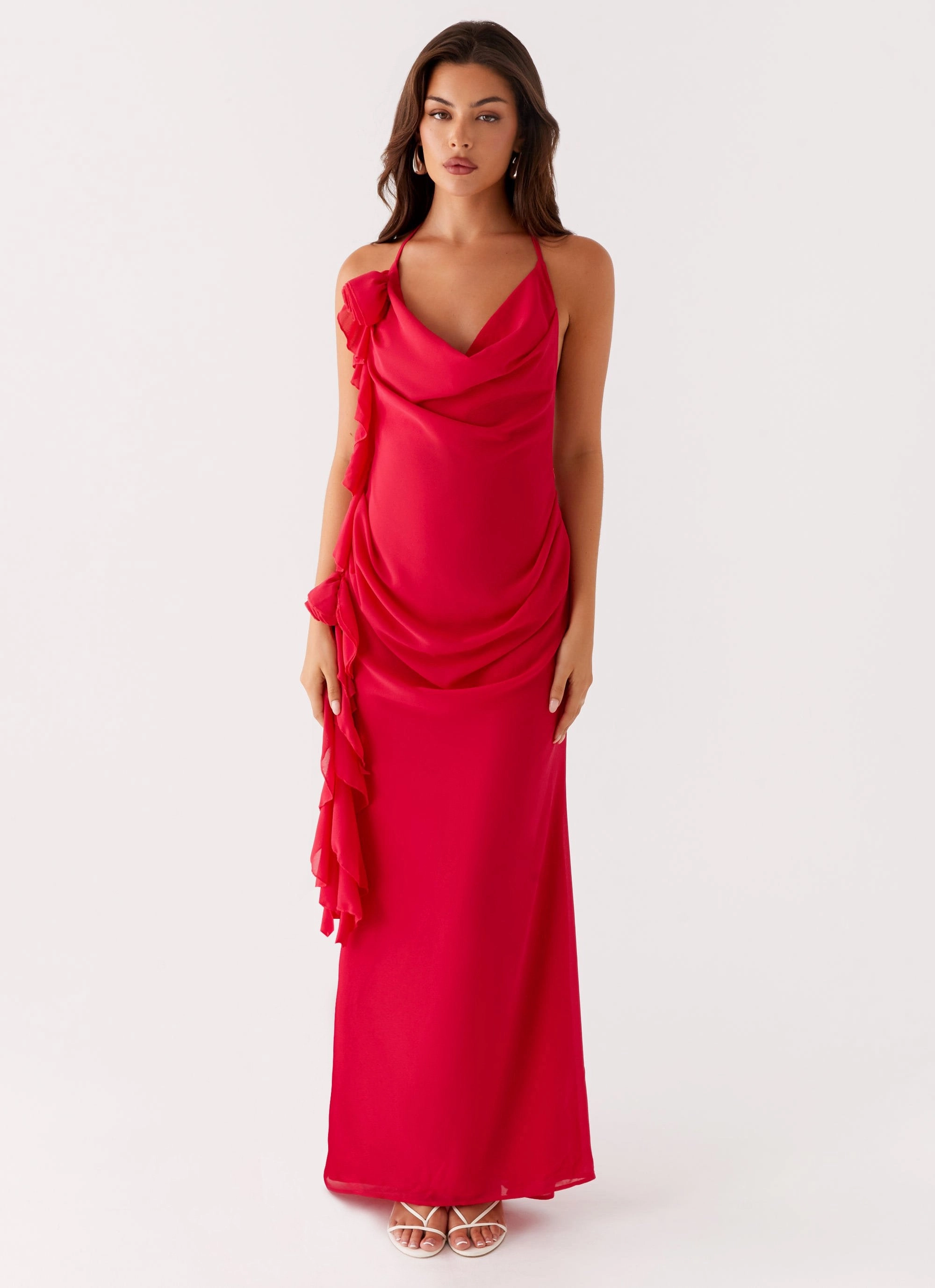 Tiered Skirt Ready Glow Diedre Rose Strappy Maxi Dress - Raspberry