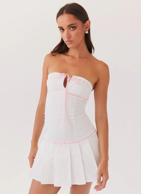 Evening Vibe Candy Coated Bustier Mini Dress - Pink Ribbon