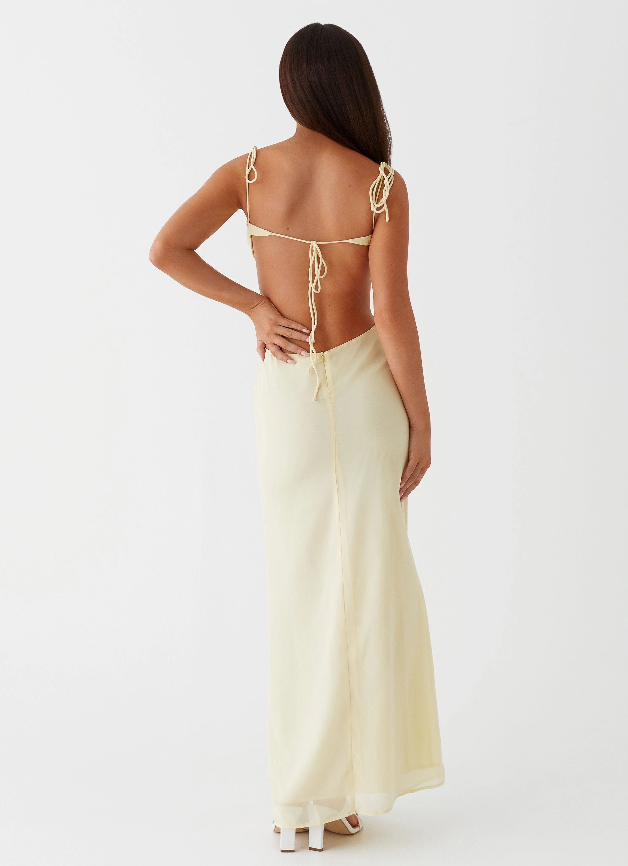 Tyra Ruched Maxi Dress - Yellow Trend Focused