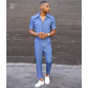 Simplicity Pattern 8615  Men's Vintage 1970's jumpsuit and overall.