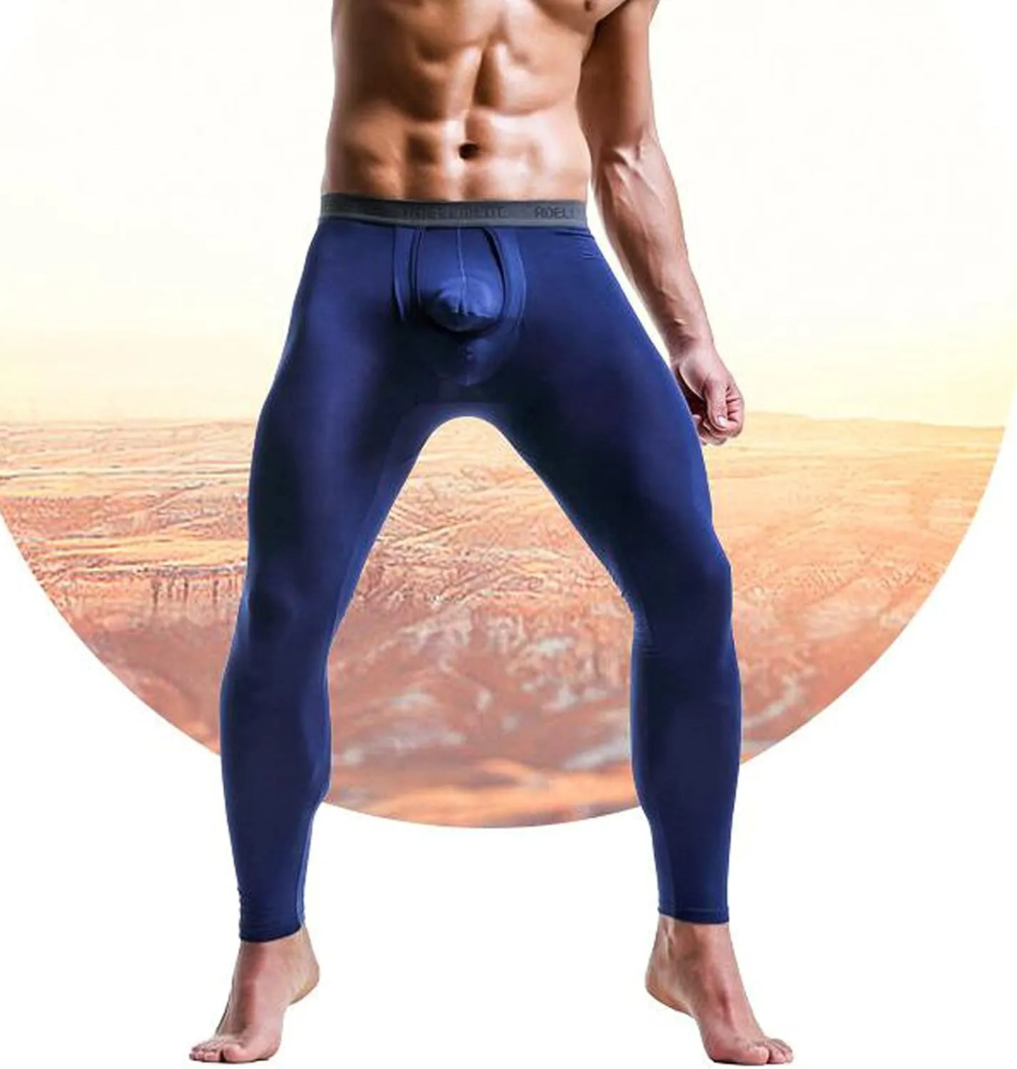 Sinzelimin Men's Thermal Underwear Pants, Warm Long Johns Leggings Base Layer Bottoms Elephant Trunk Separation Leggings