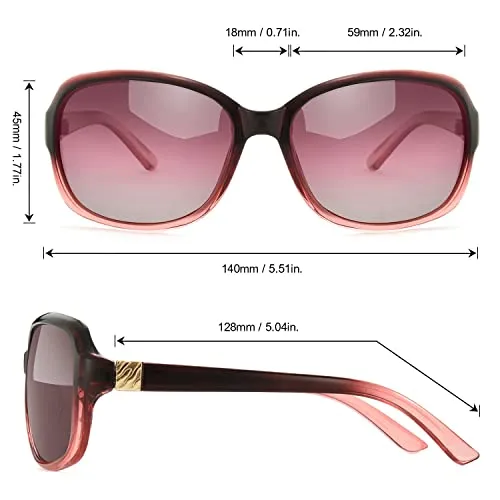SIPHEW Oversized Polarized Sunglasses for Women, Classic Design Eyewear with 100% UV Protection Sun Glasses (polarized sunglasses, wine red)