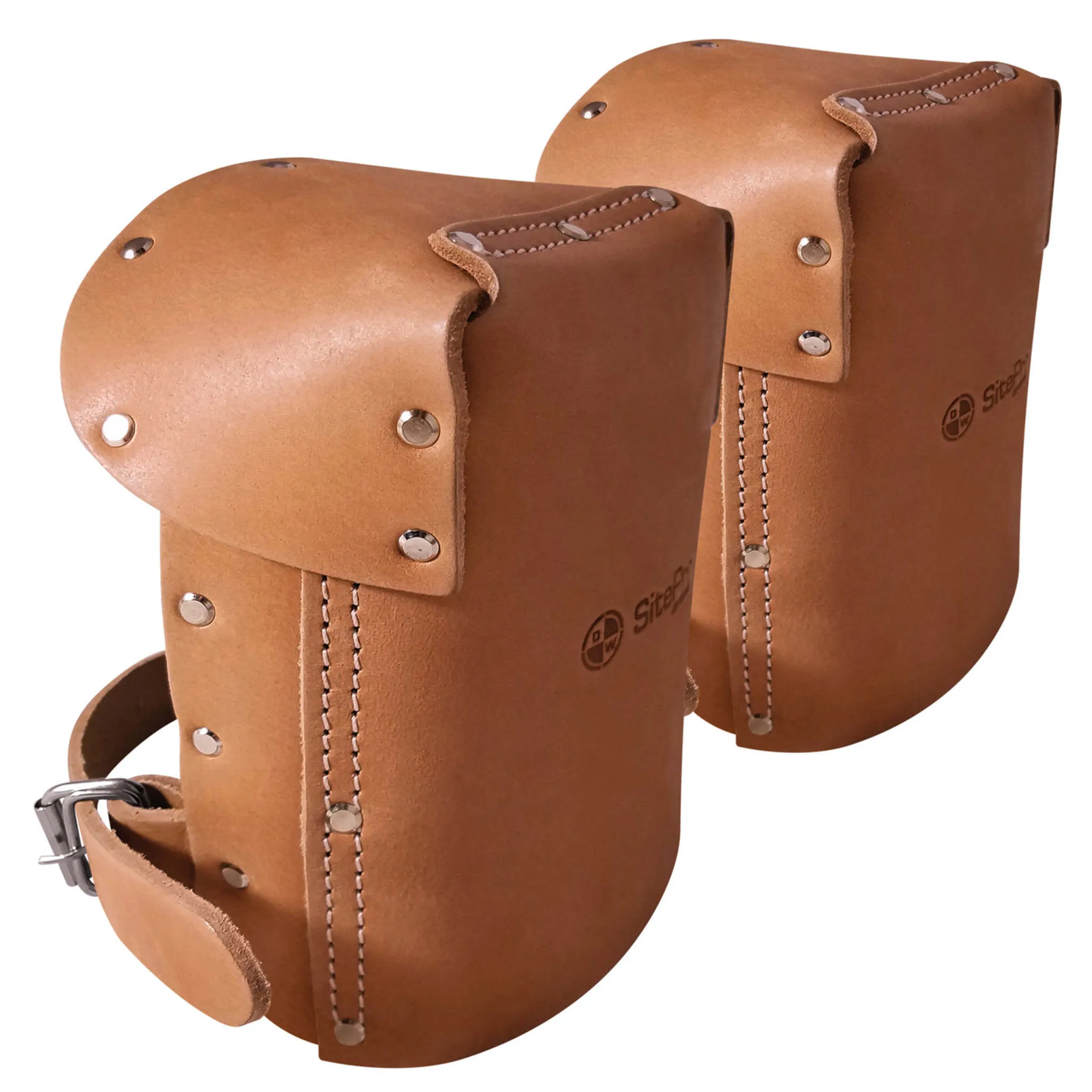 SITEGEAR Padded Leather Knee Pads with Adjustable Strap - Top Grain Leather, Water-Repellent Felt Lining, Heavy-Duty Stitching, Secure Fit, Durable