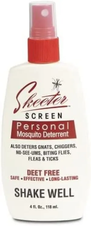 Skeeter Screen 90200 4 oz Bottle of Deet Free Essential Oil Mosquito Repellent - Quantity of 4